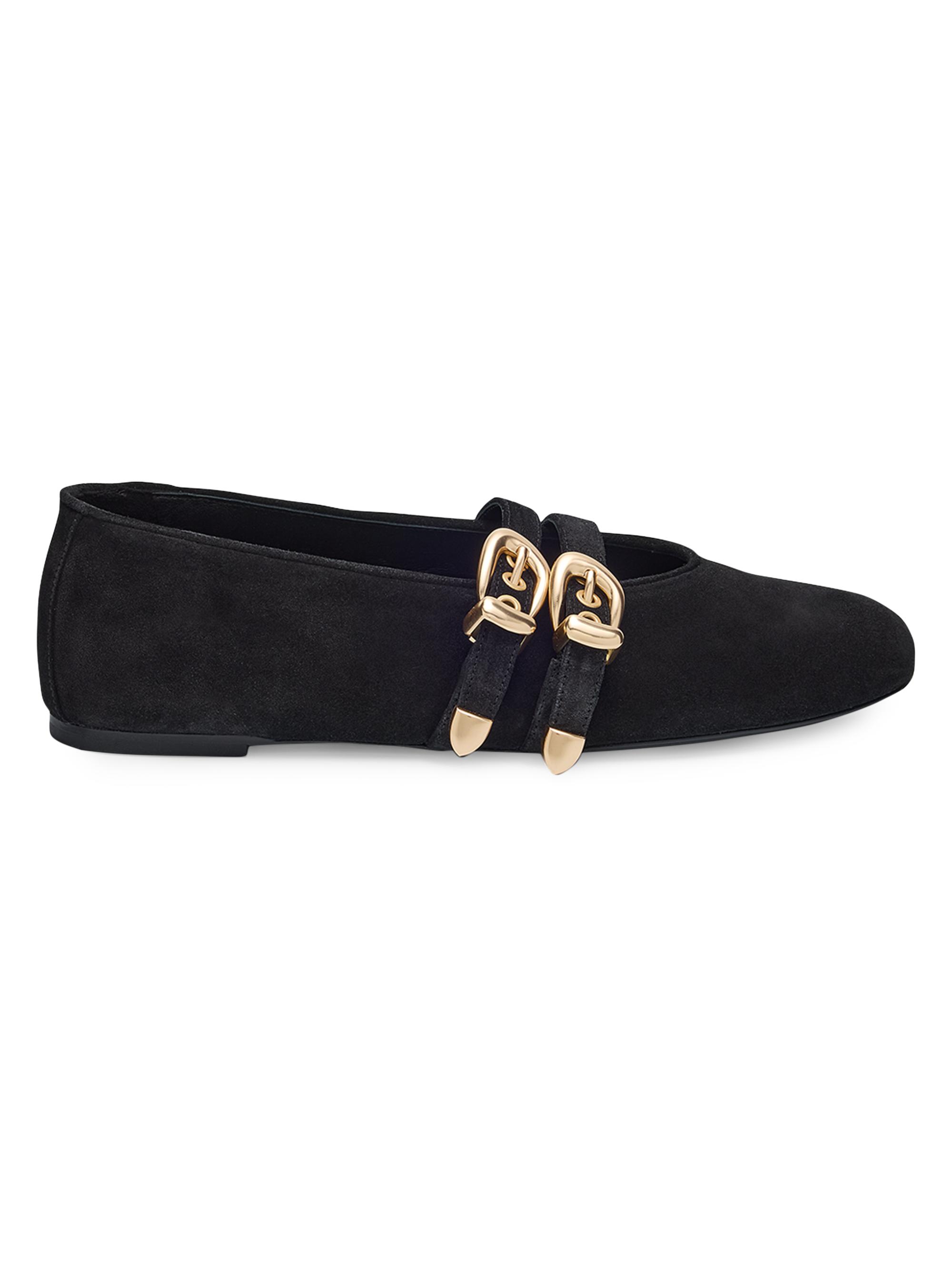 Stuart Weitzman Women's Maven Suede Mary Janes - Black