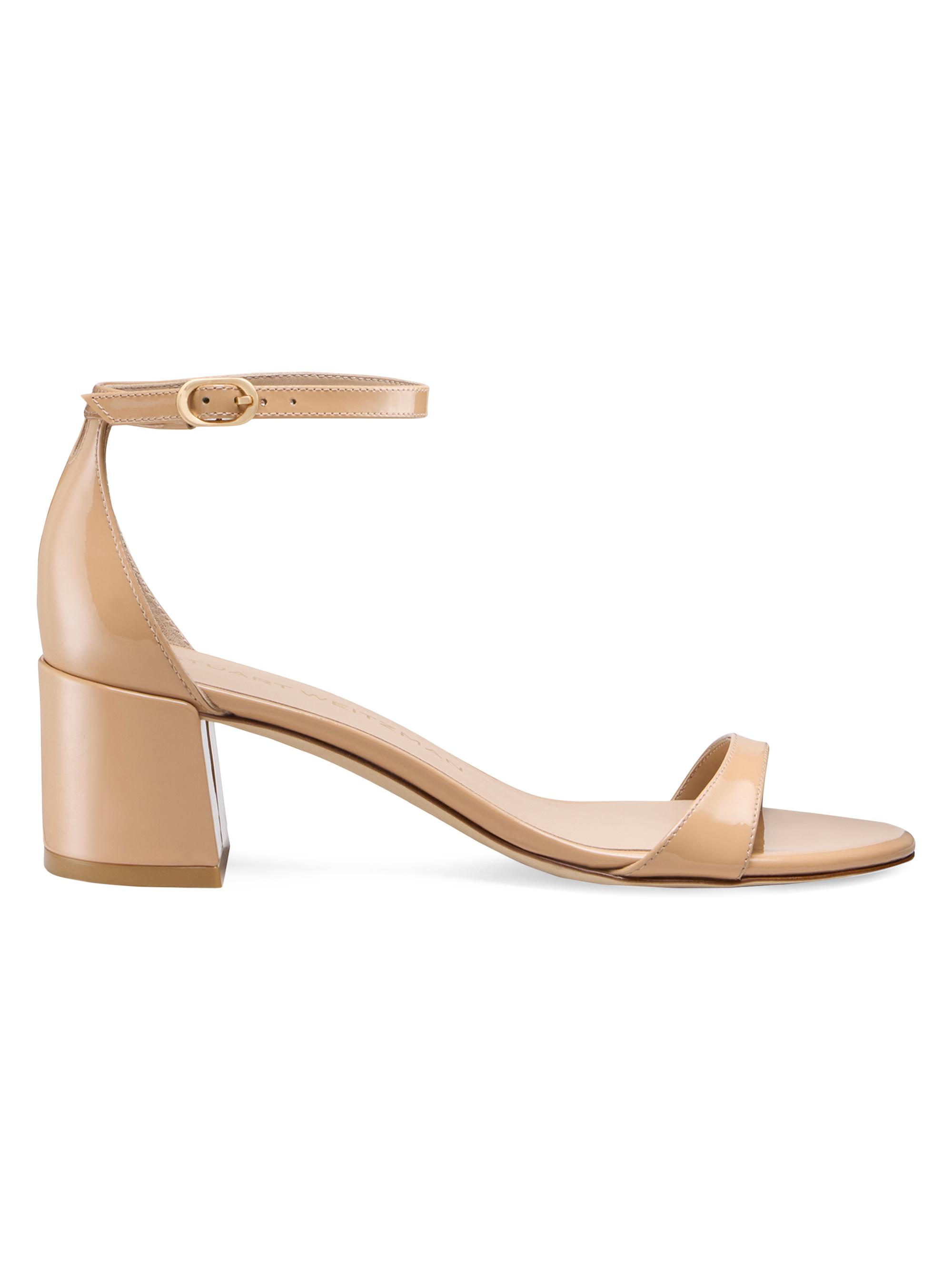 Stuart Weitzman Women's Nudist 50MM Patent Leather Sandals - Adobe