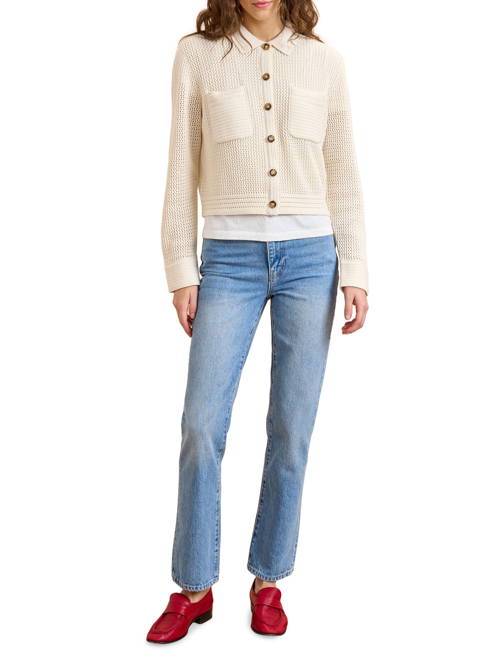La Ligne Women's Cropped Crochet Jane Jacket - Cream