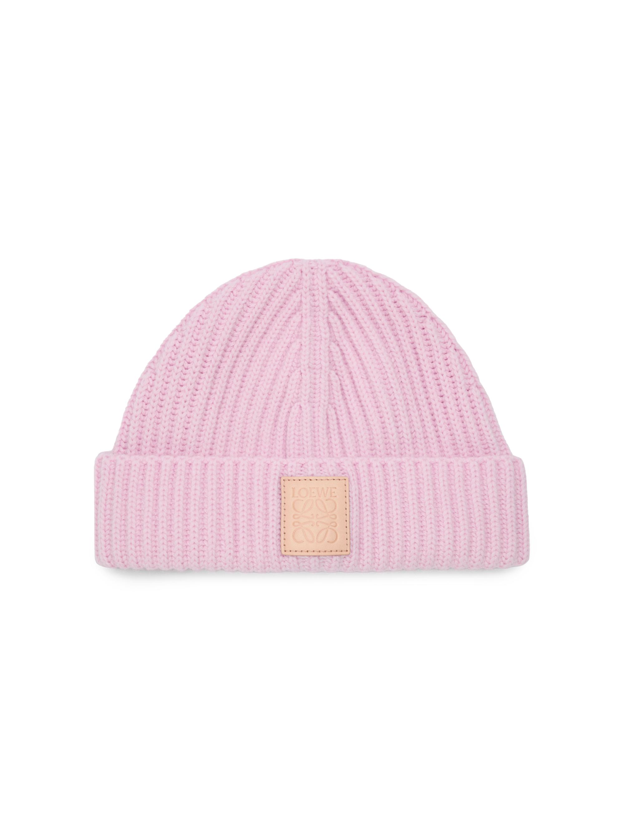 LOEWE Women's Rib-Knit Cashmere Beanie - Pink