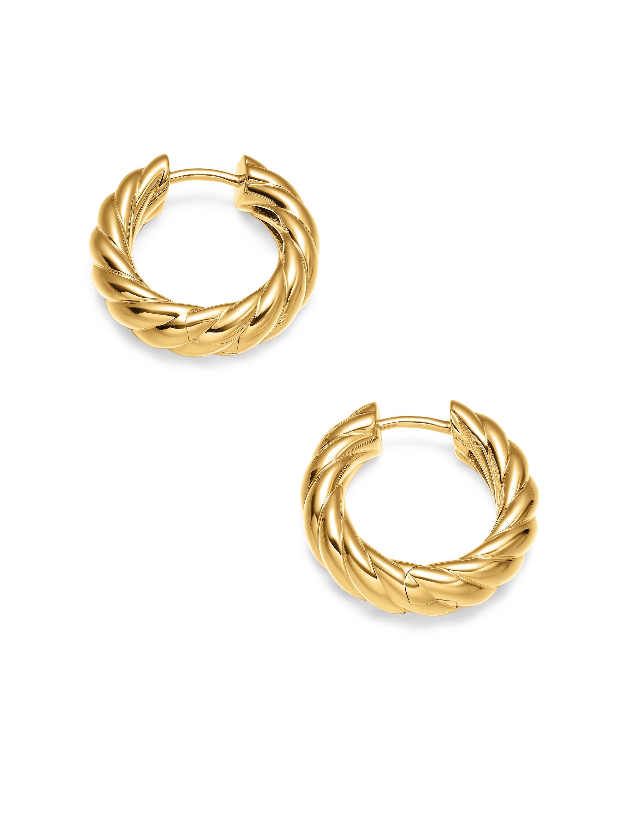 David Yurman Women's Sculpted Cable Hoop Earrings in 18K Yellow Gold, 18.6MM - Gold