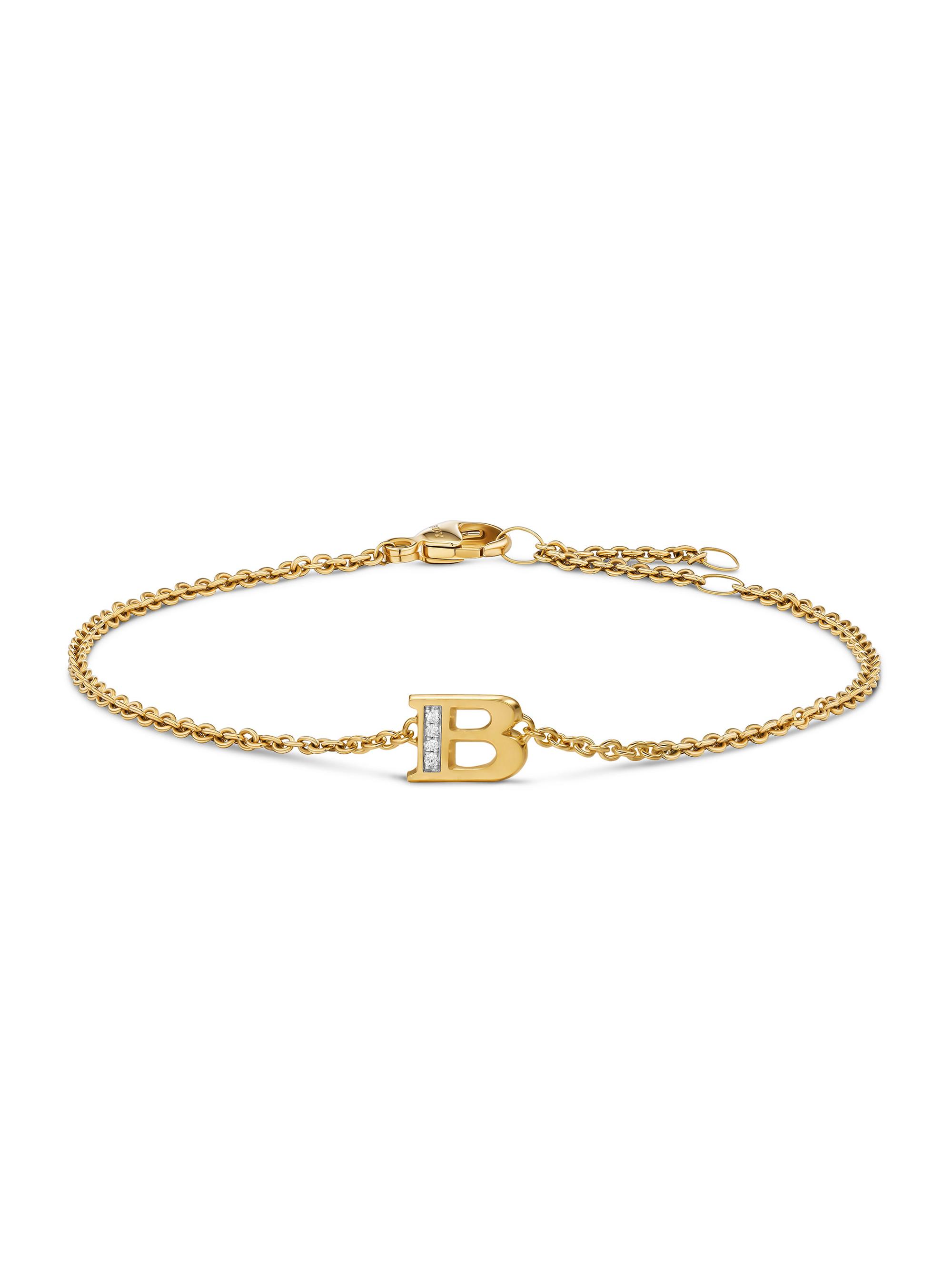 David Yurman Women's Petite Pavé Initial Chain Bracelet in 18K Yellow Gold - Initial B