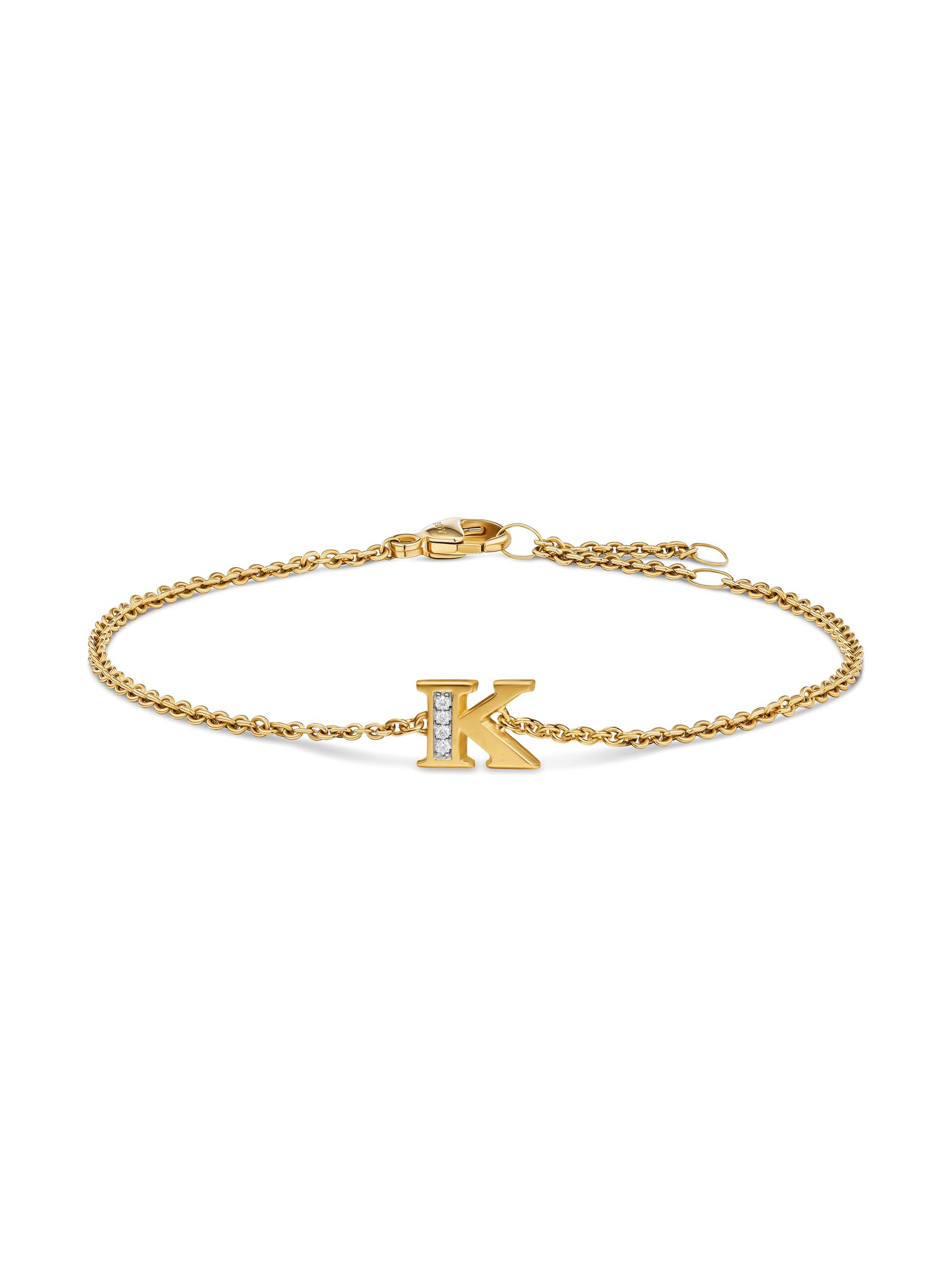 David Yurman Women's Petite Pavé Initial Chain Bracelet in 18K Yellow Gold - Initial K