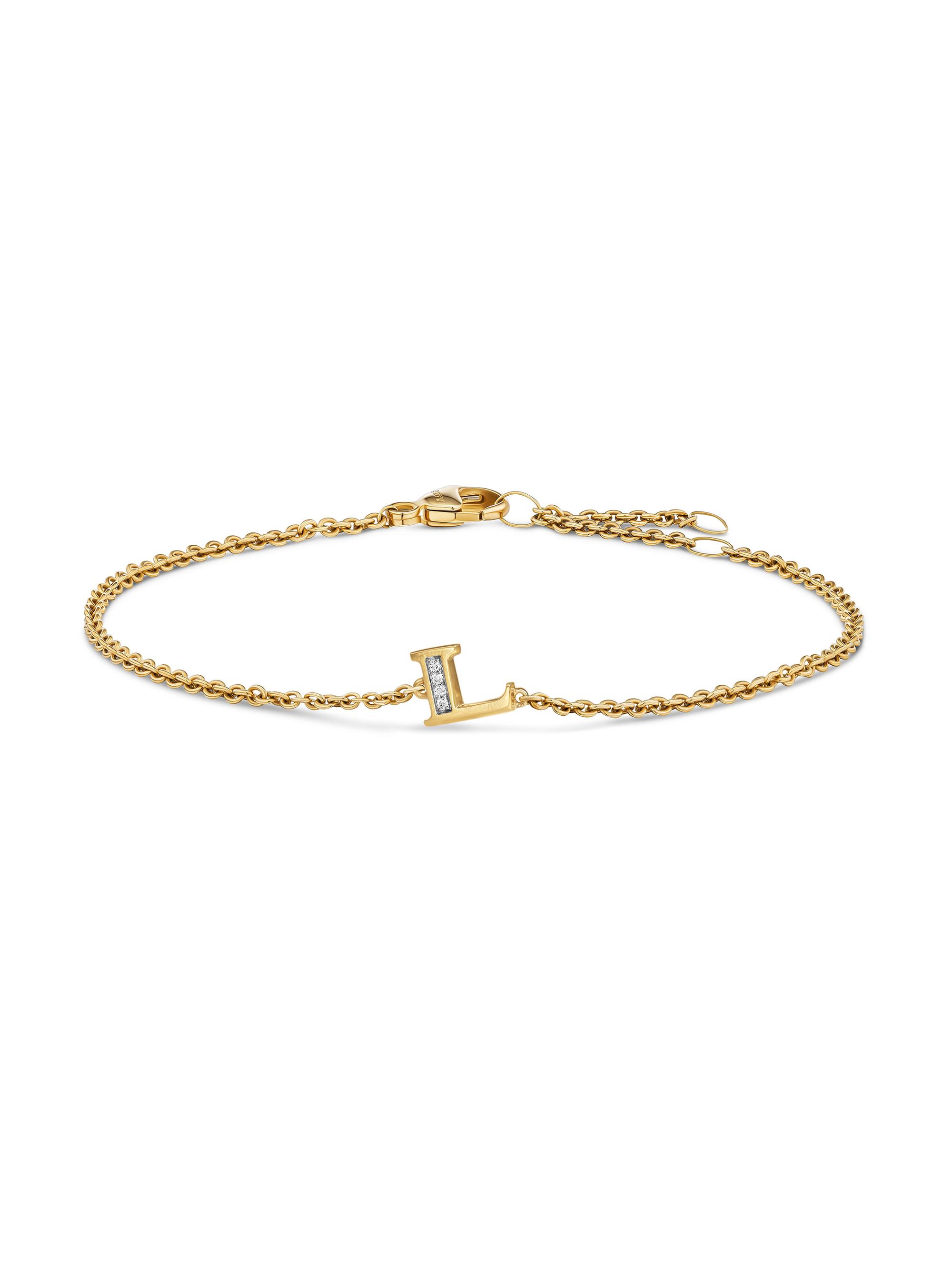 David Yurman Women's Petite Pavé Initial Chain Bracelet in 18K Yellow Gold - Initial