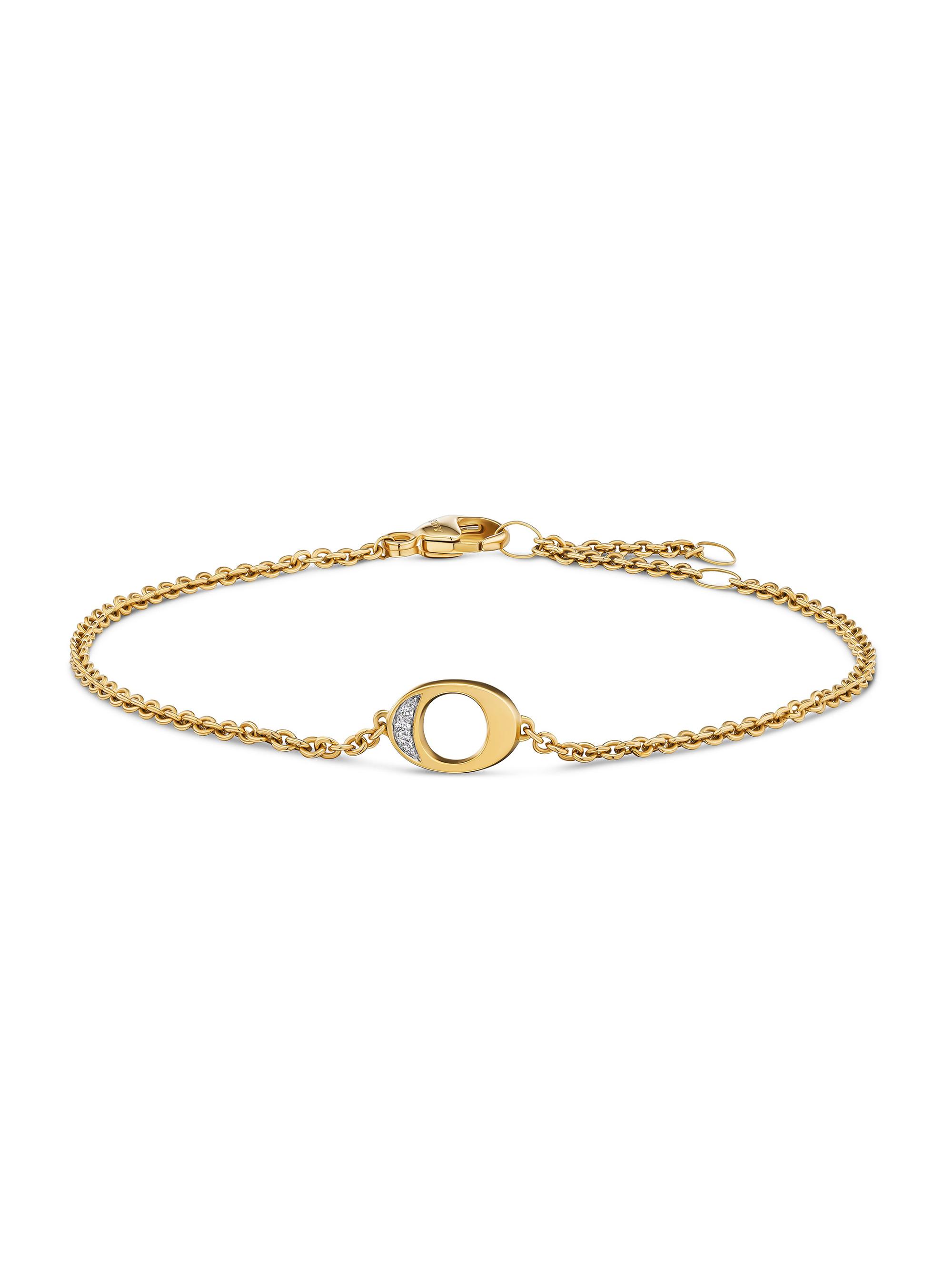 David Yurman Women's Petite Pavé Initial Chain Bracelet in 18K Yellow Gold - Initial O