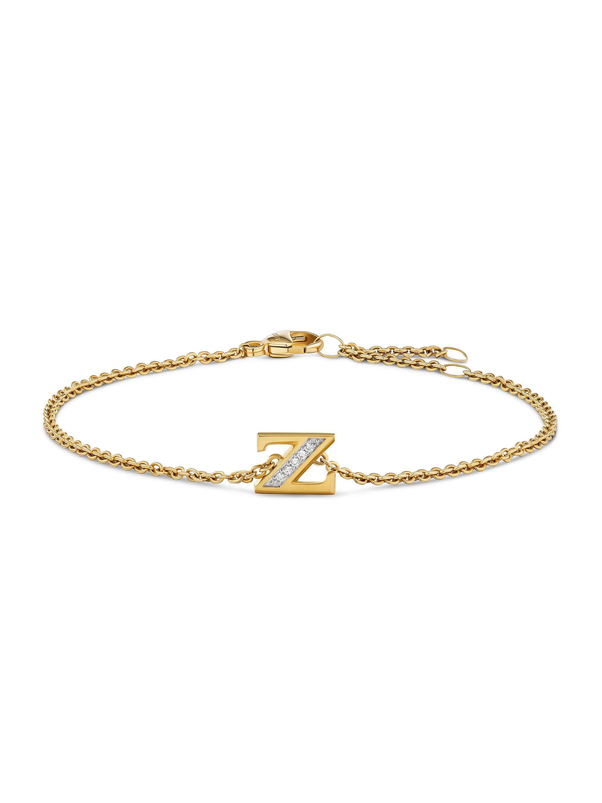 David Yurman Women's Petite Pavé Initial Chain Bracelet in 18K Yellow Gold - Initial Z