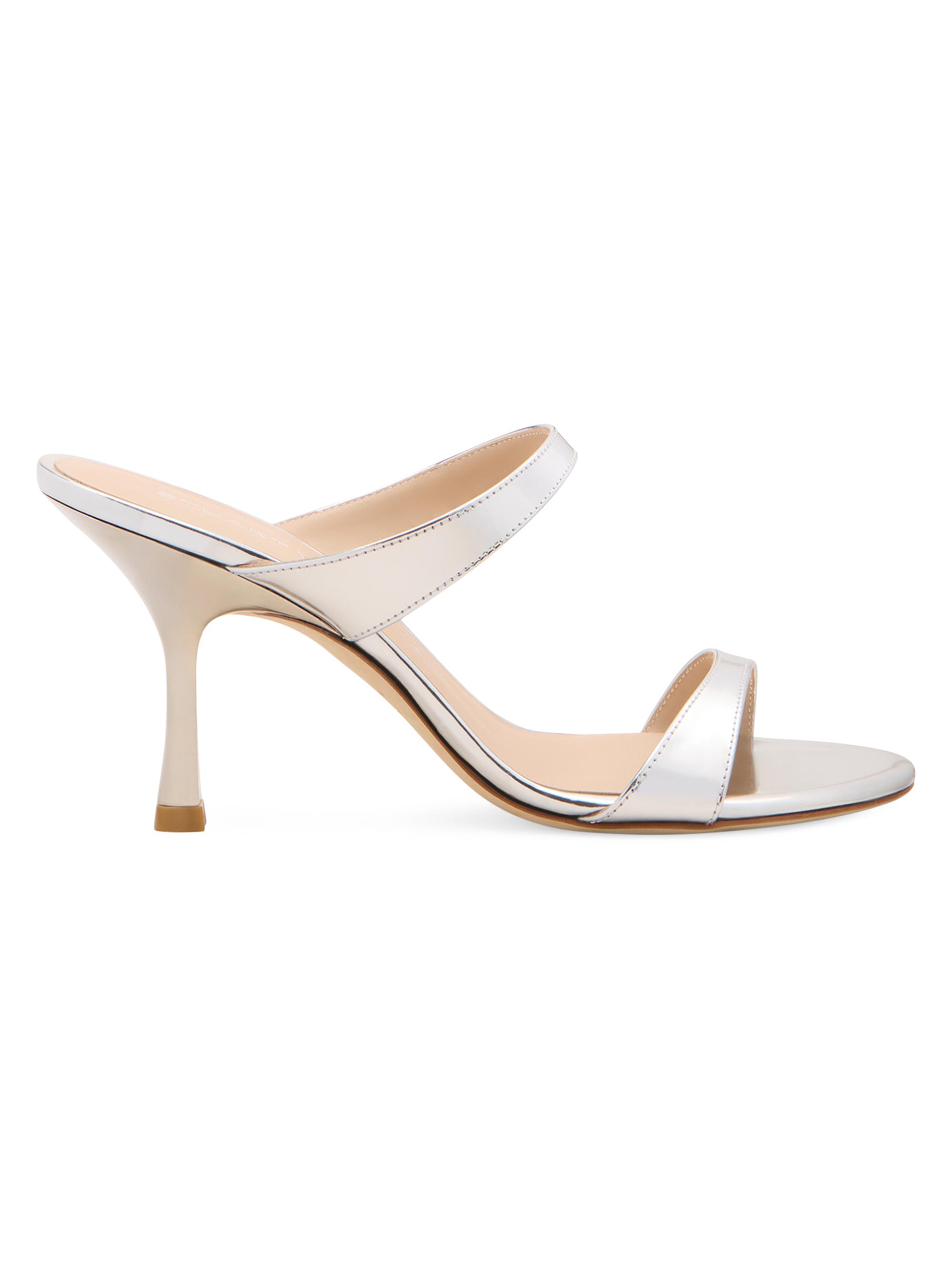 Stuart Weitzman Women's Nudist 85MM Patent Leather Sandals - Silver