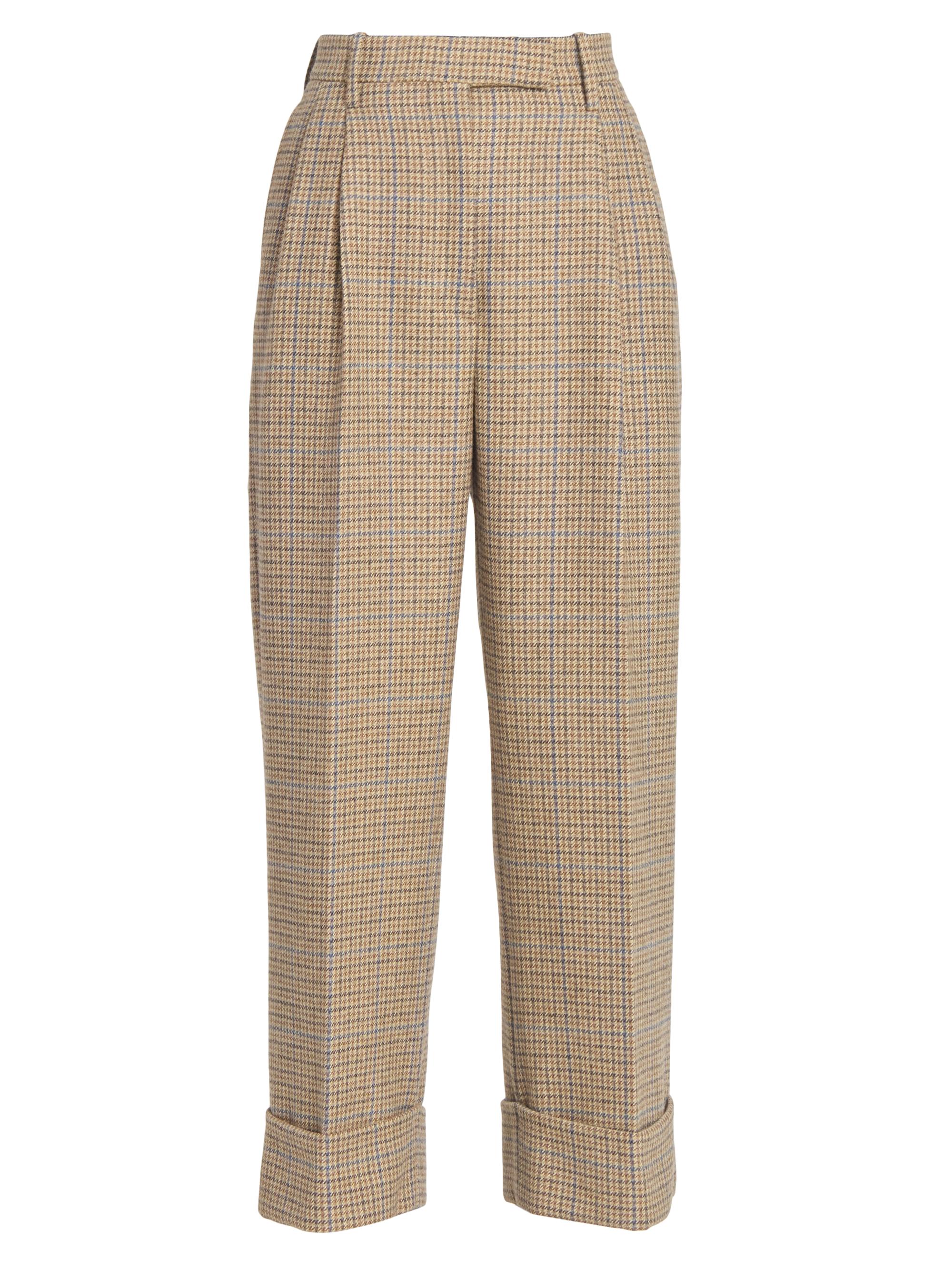 Thom Browne Women's High-Waist Pleated Wool Trousers - Brown