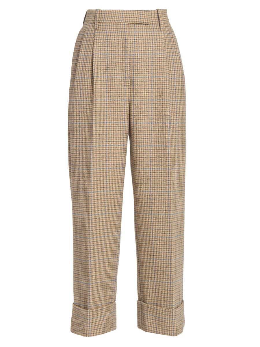 Thom Browne Women's High-waist Pleated Wool Trousers In Brown