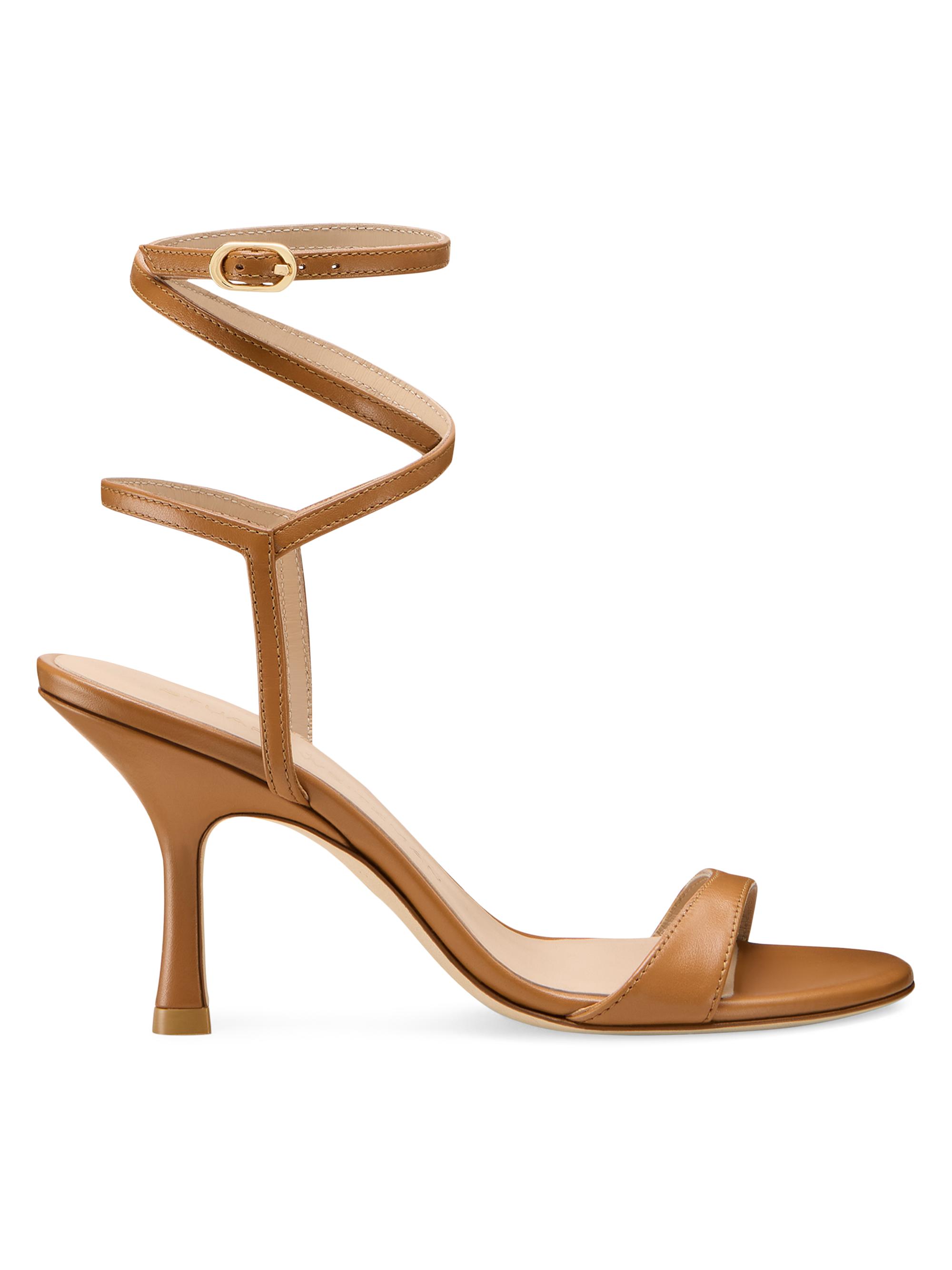Stuart Weitzman Women's Nudist 85MM Leather Wrap Sandals - Machiato