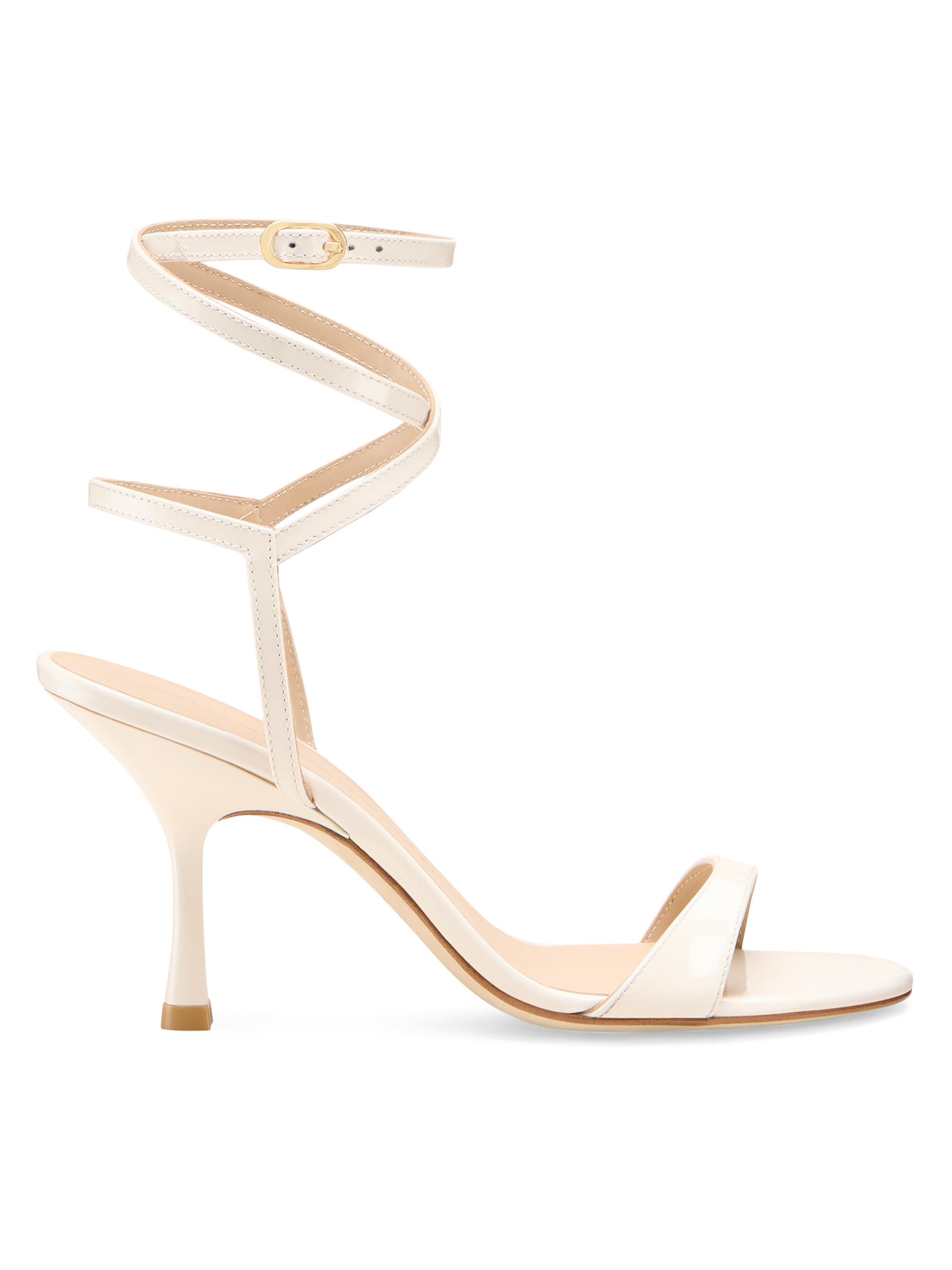 Stuart Weitzman Women's Nudist 85MM Patent Leather Wrap Sandals - Cream