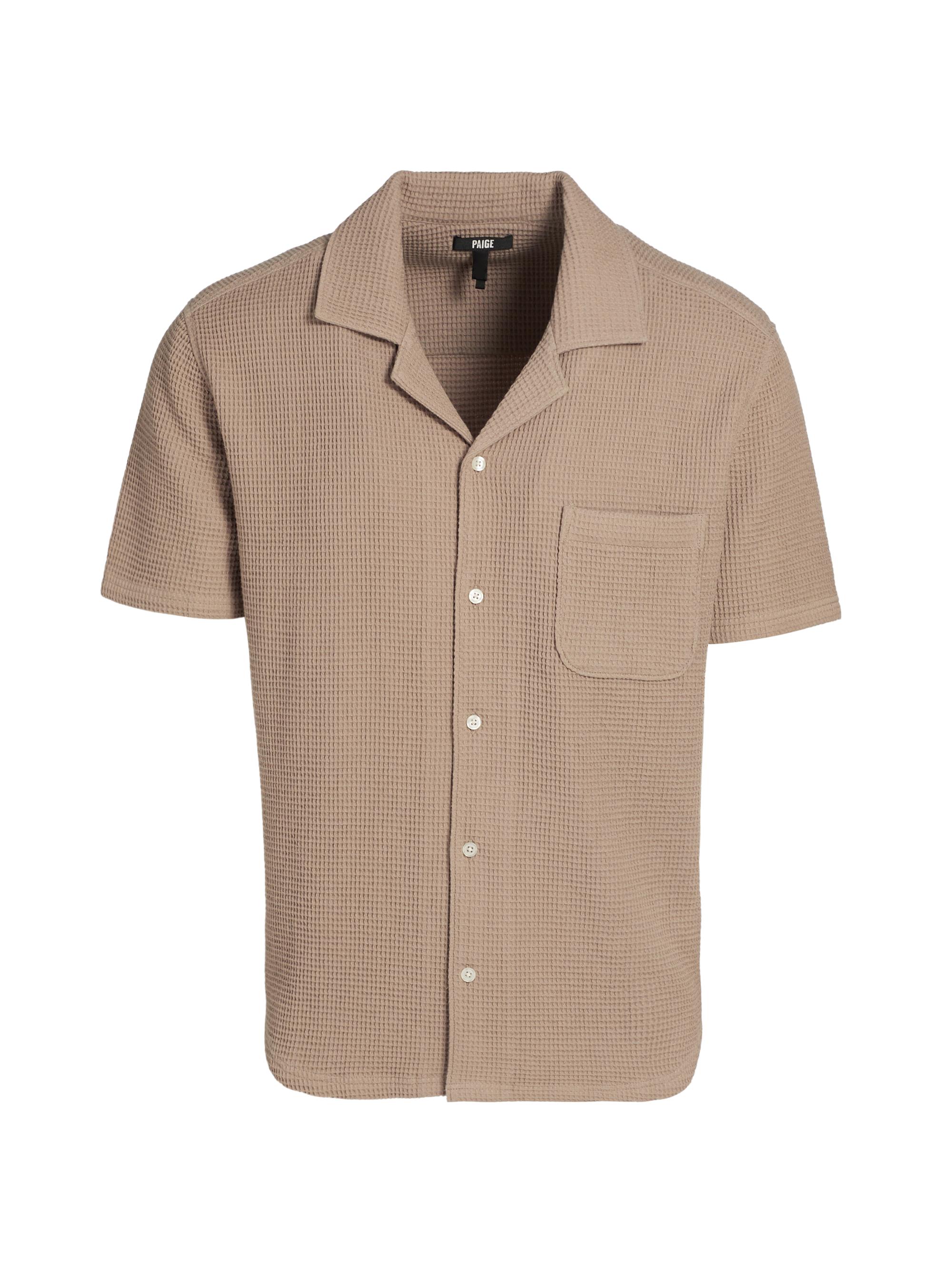 Paige Men's Agoura Cotton Waffle-Knit Shirt - Smoked Oak
