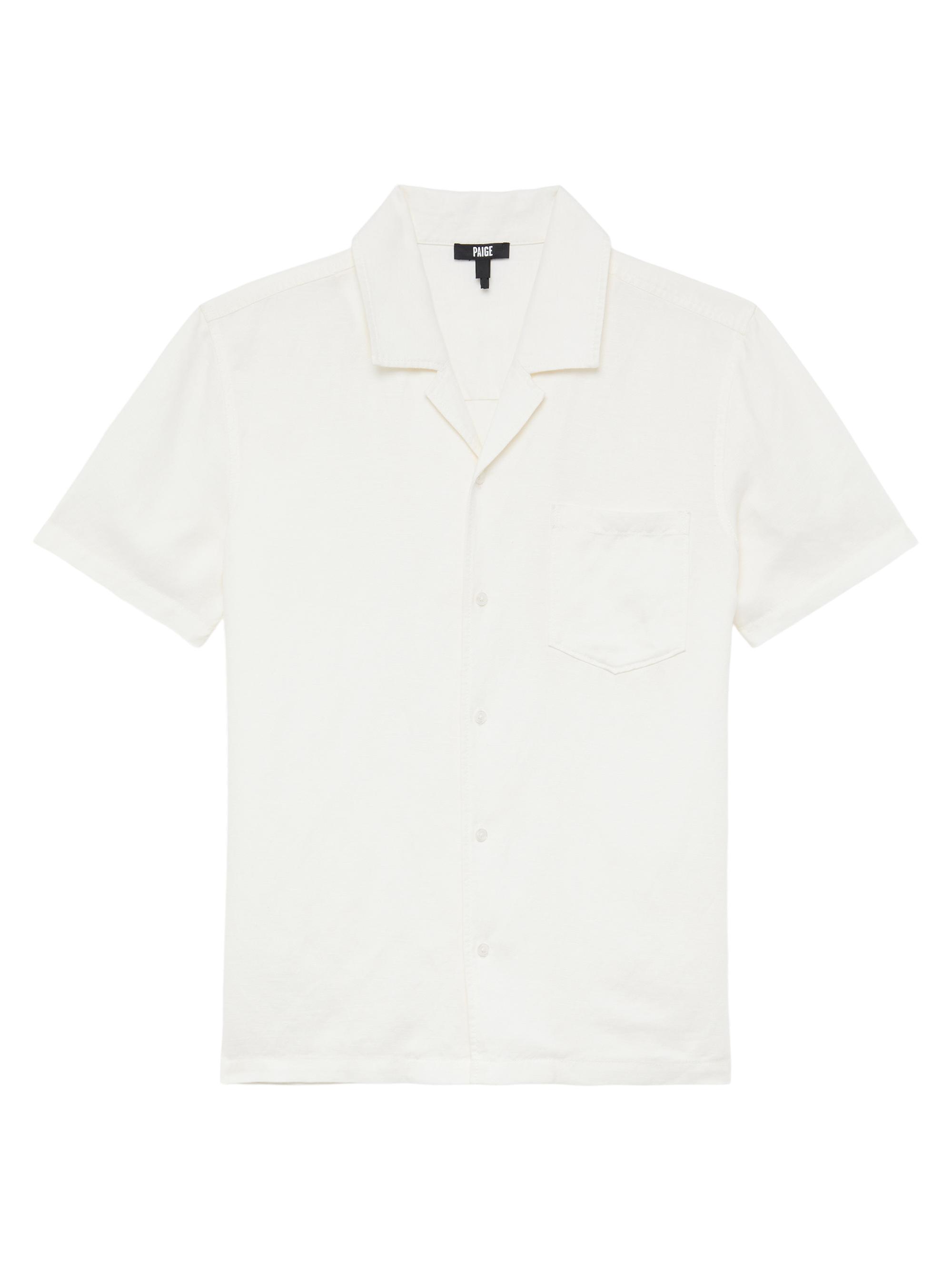 Paige Men's Albro Linen-Blend Camp Shirt - Vintage Warm Moonlight