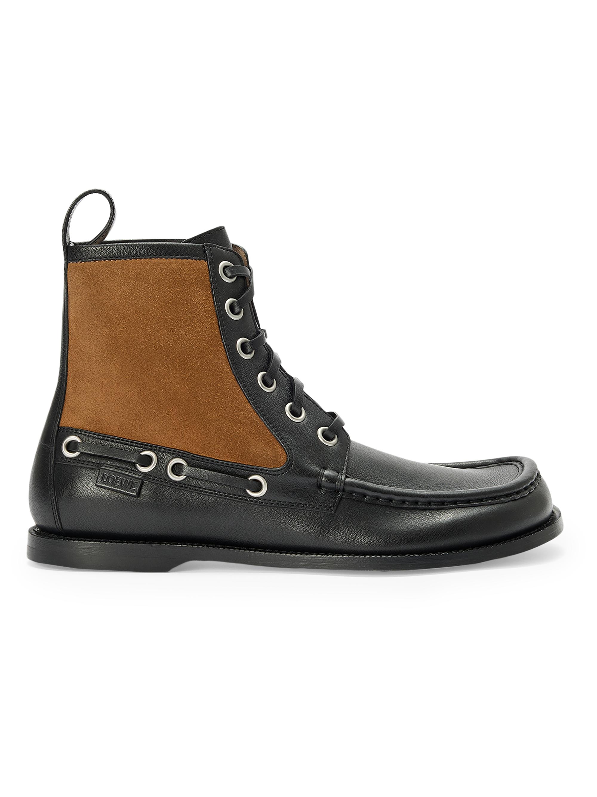 LOEWE 黒 レザー ハイカットブーツ ロエベ LOEWE ミッド コンバット ブーツ 37 サイズ ブラック 靴