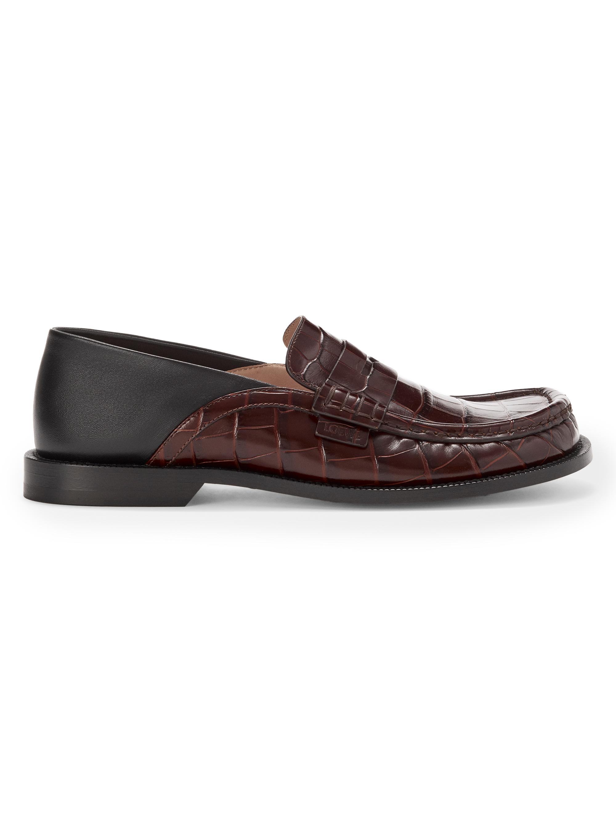 LOEWE ローファー LOEWE Campo Croco-Embossed Leather Flap-Back Loafers | Saks Fifth
