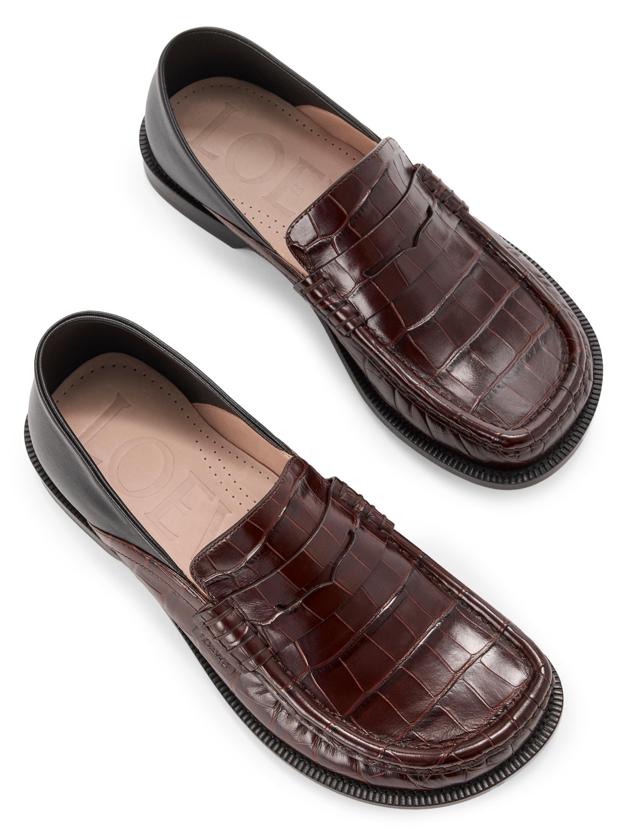 LOEWE Campo Croco-Embossed Leather Flap-Back Loafers | Saks Fifth