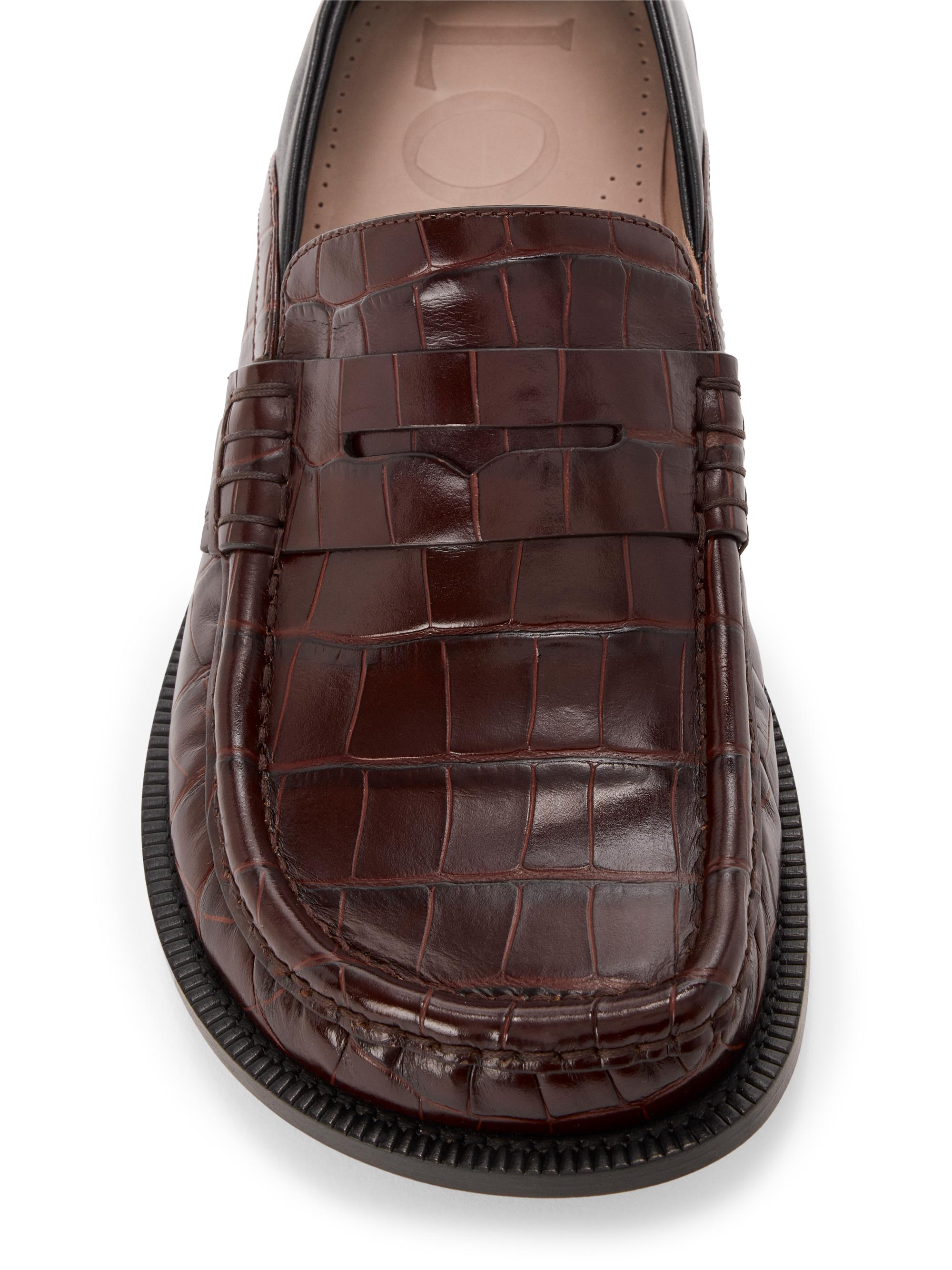 LOEWE Campo Croco-Embossed Leather Flap-Back Loafers | Saks Fifth