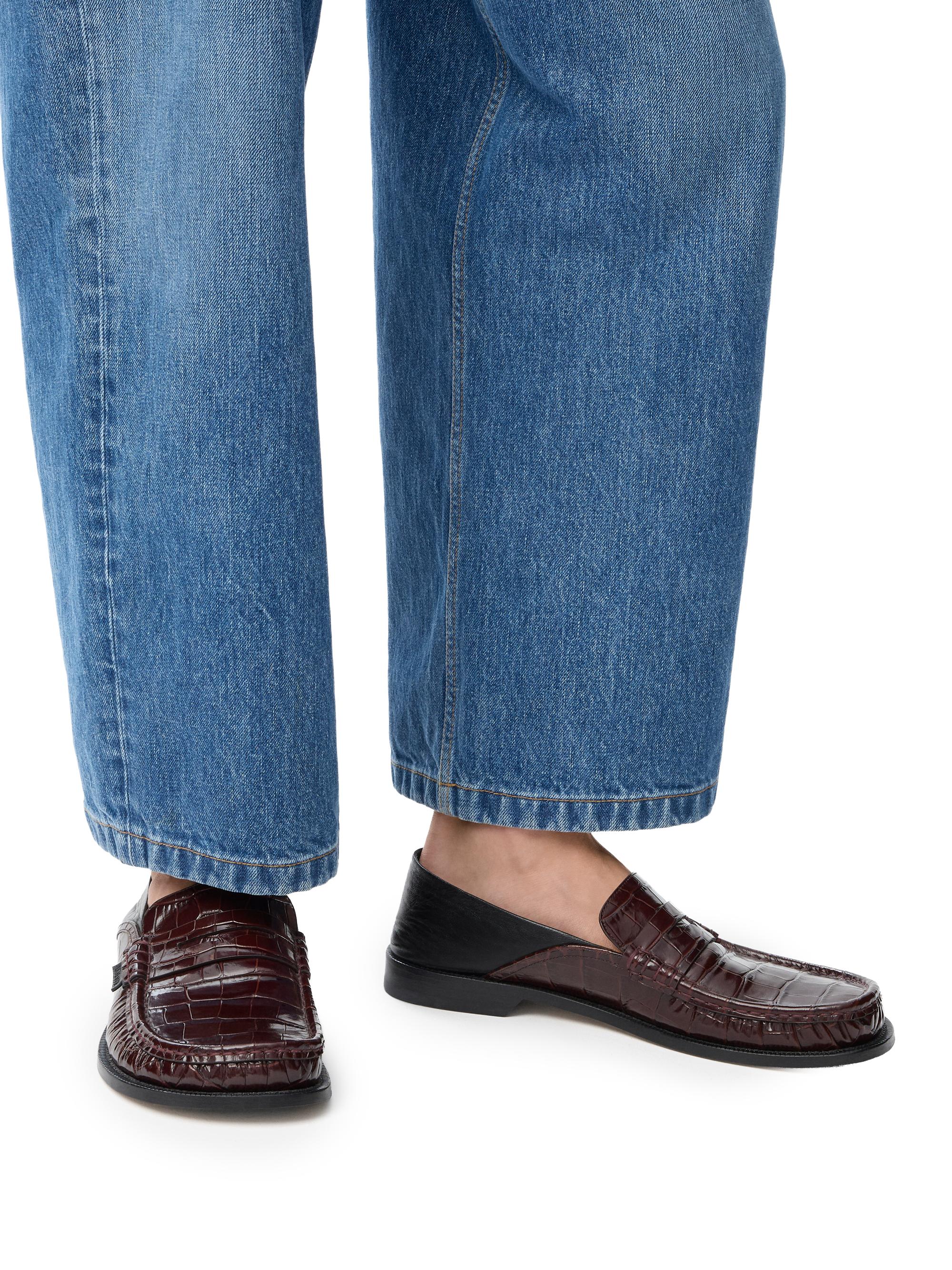 LOEWE Campo Croco-Embossed Leather Flap-Back Loafers | Saks Fifth