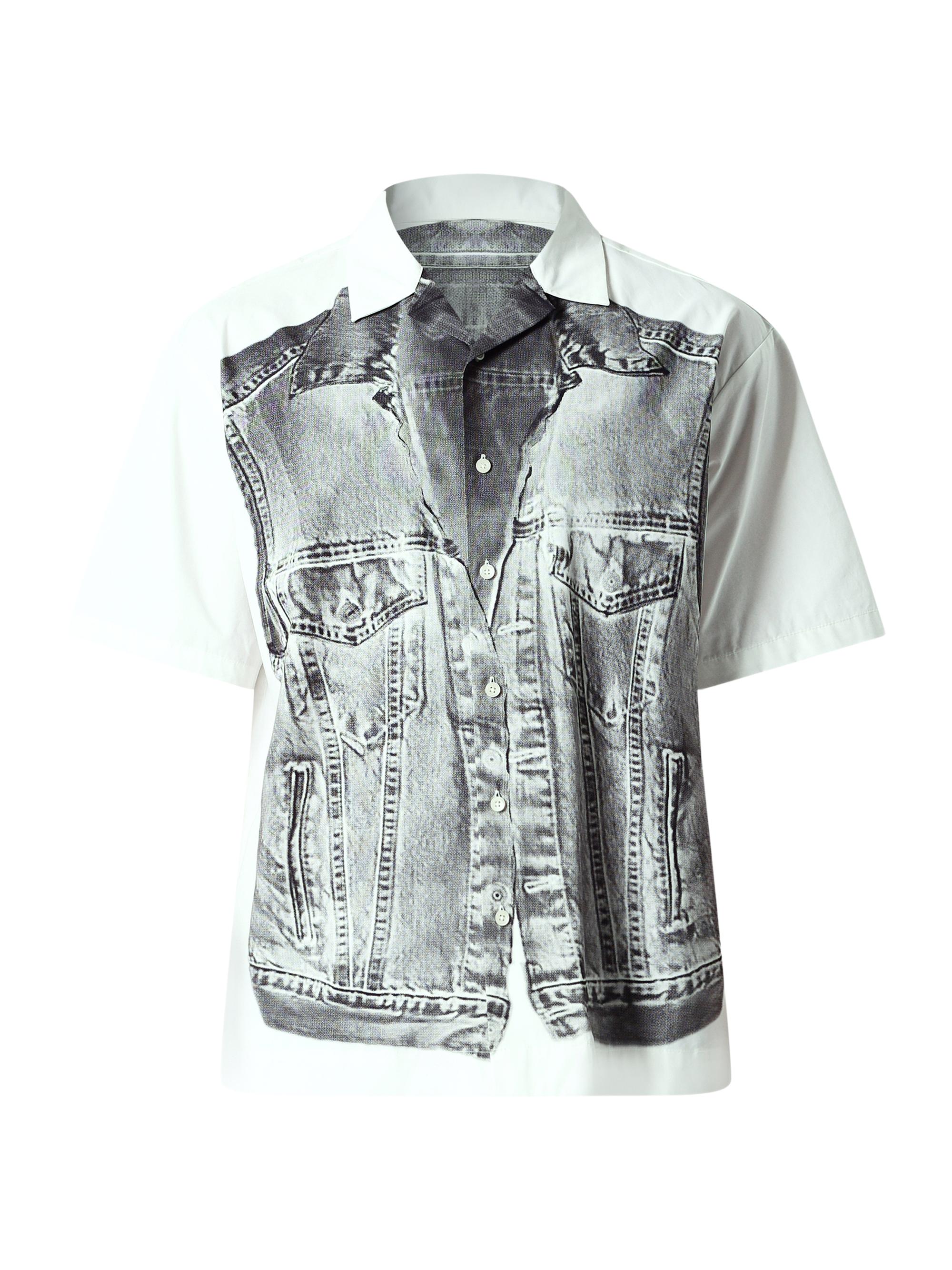Neuw Denim Men's Digital Biker Short-Sleeve Shirt - Grayscale