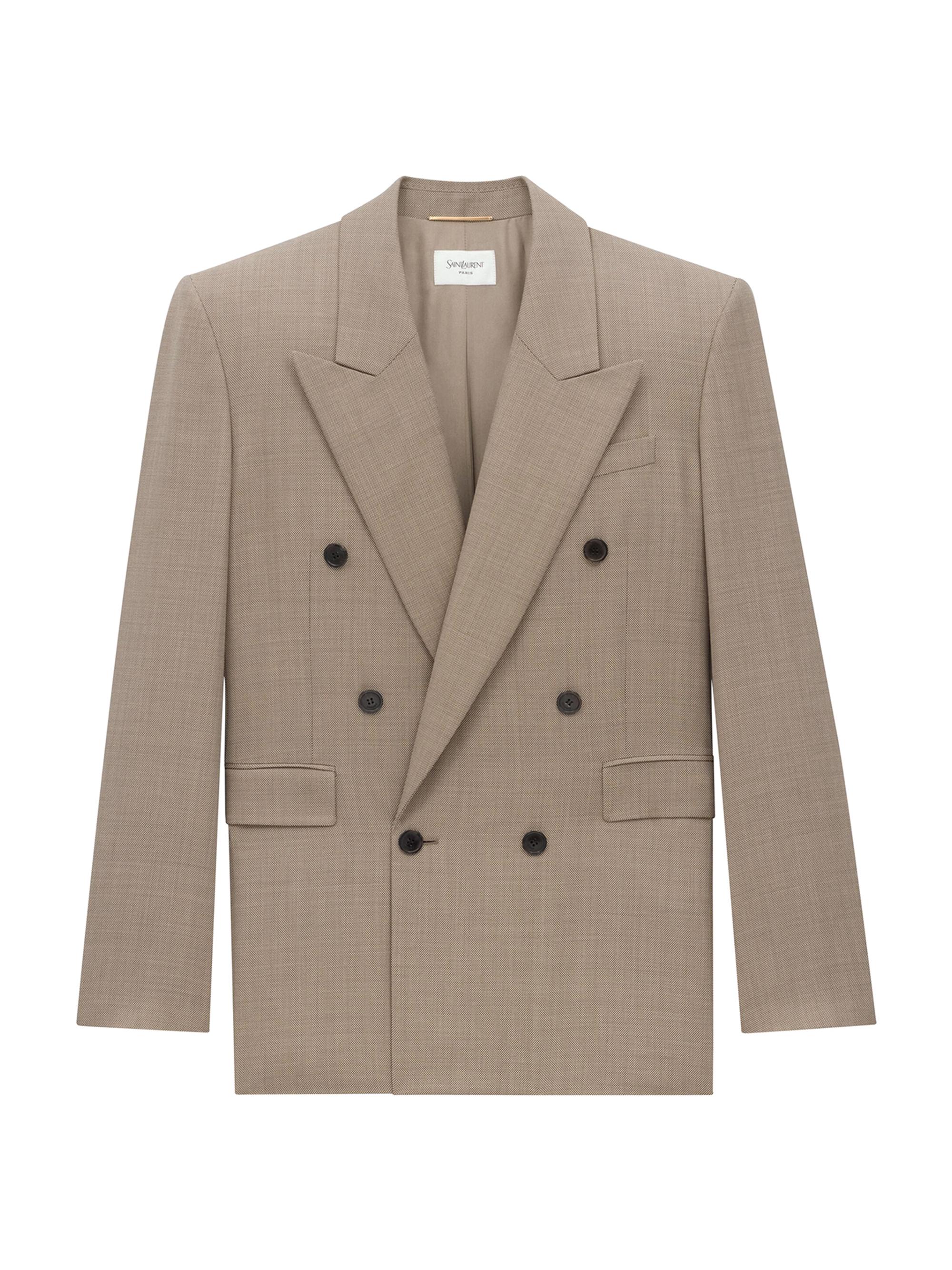 Saint Laurent Women's Jacket in Caviar Wool - Taupe Beige