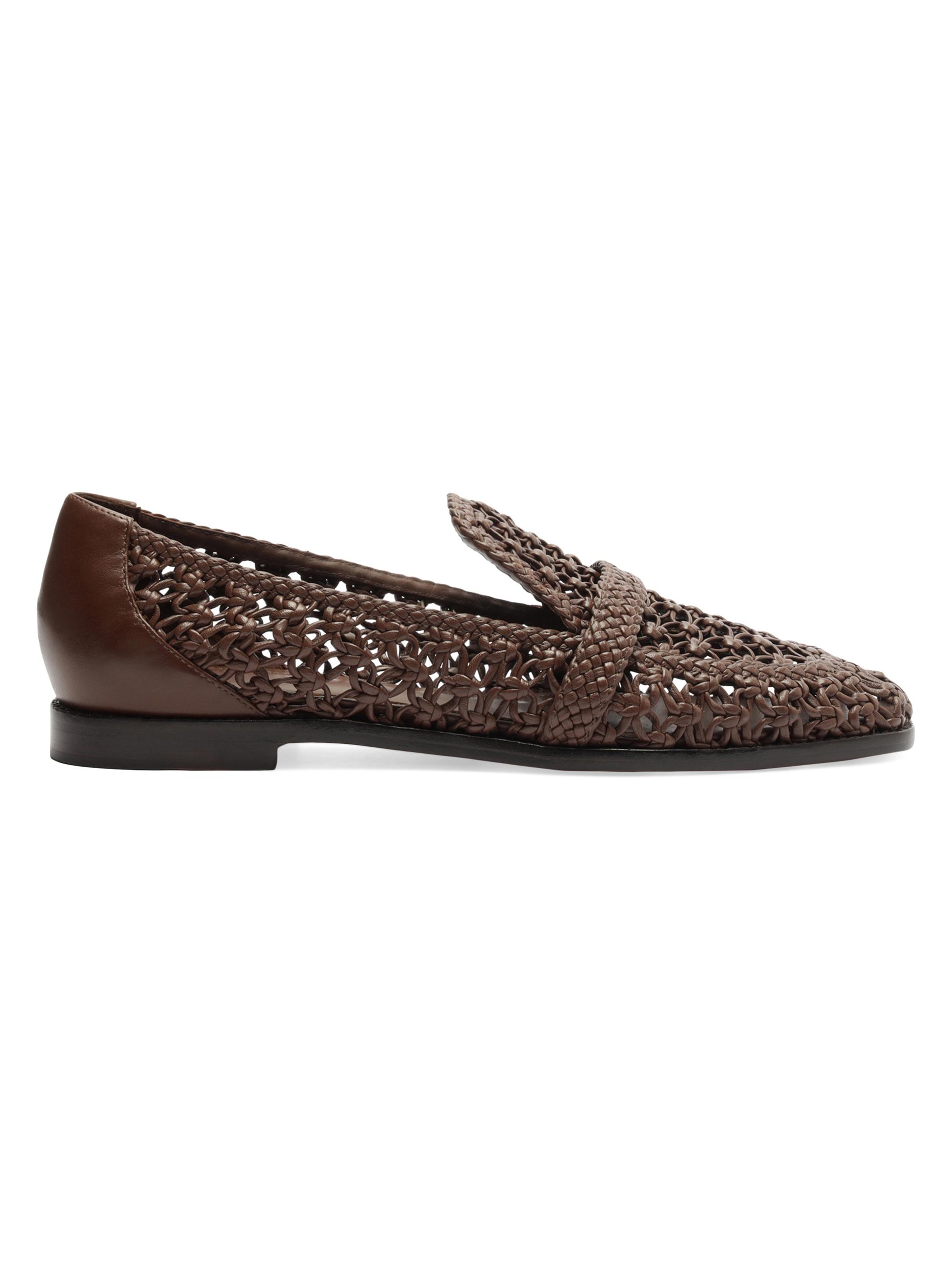 Alexandre Birman Women's Jane Tresse Woven Leather Loafers - Rich Brown