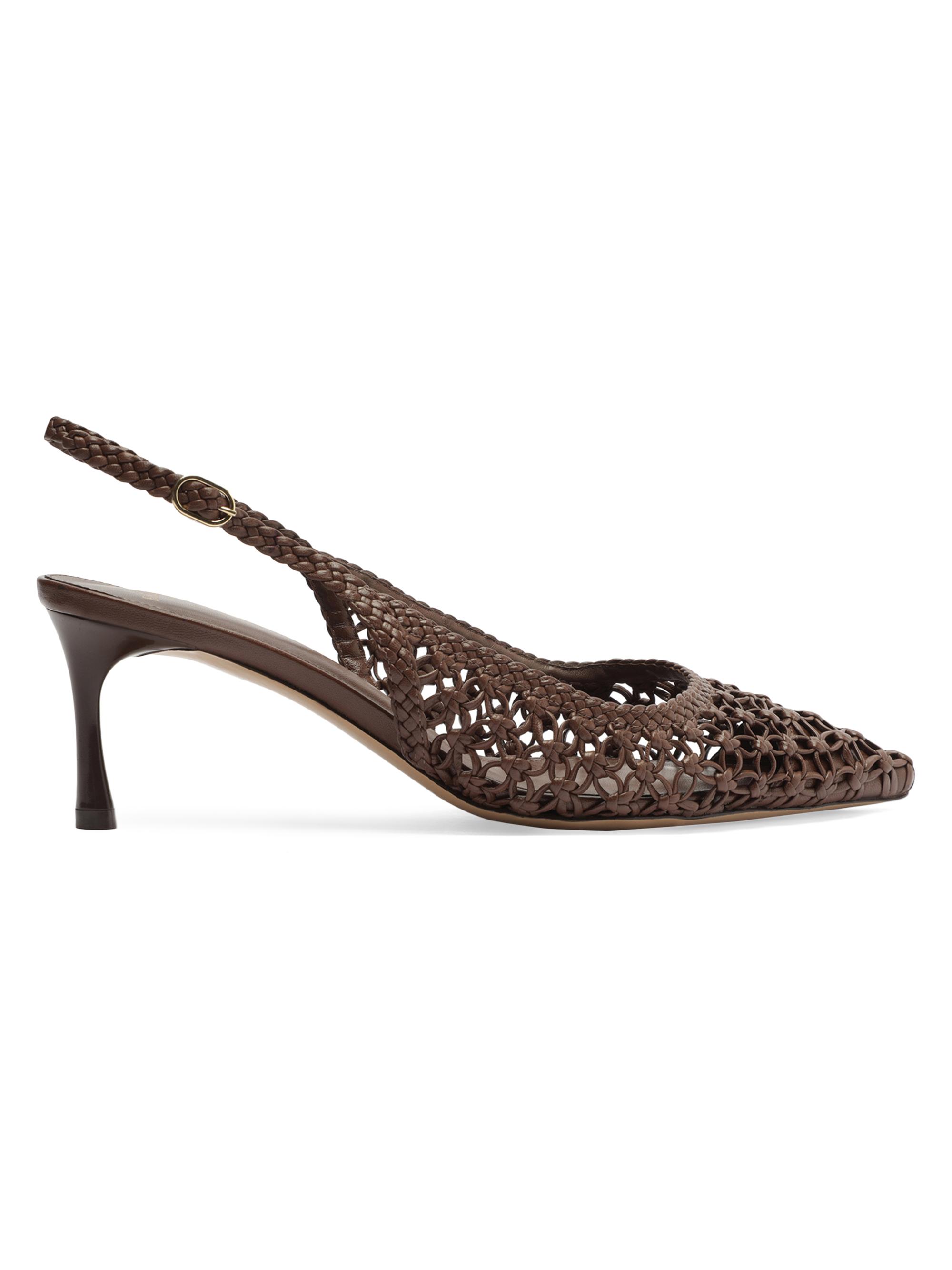 Alexandre Birman Women's Jane Tresse 60MM Woven Leather Slingback Pumps - Rich Brown