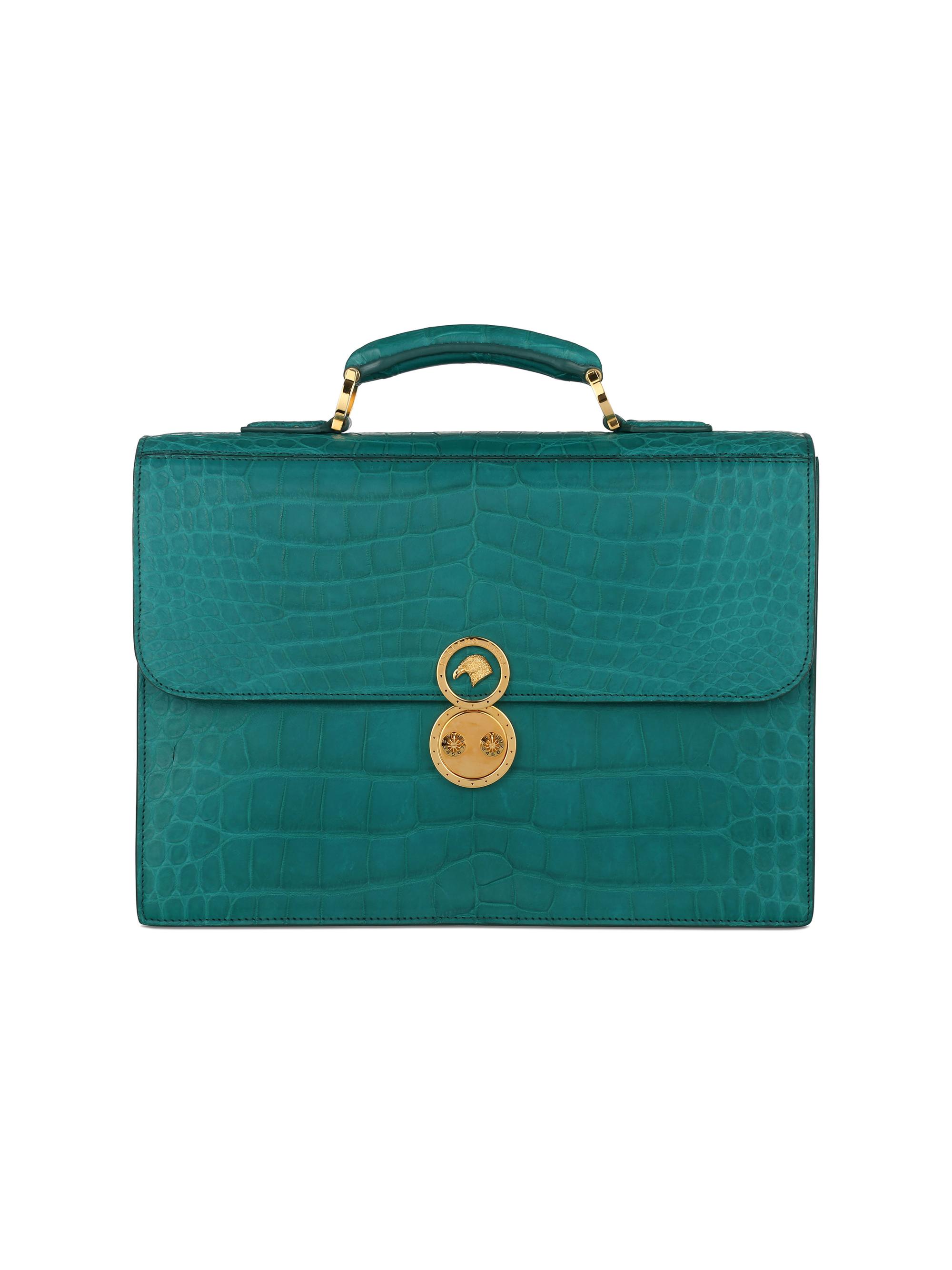 Stefano Ricci Men's Crocodile Briefcase - Bright Green