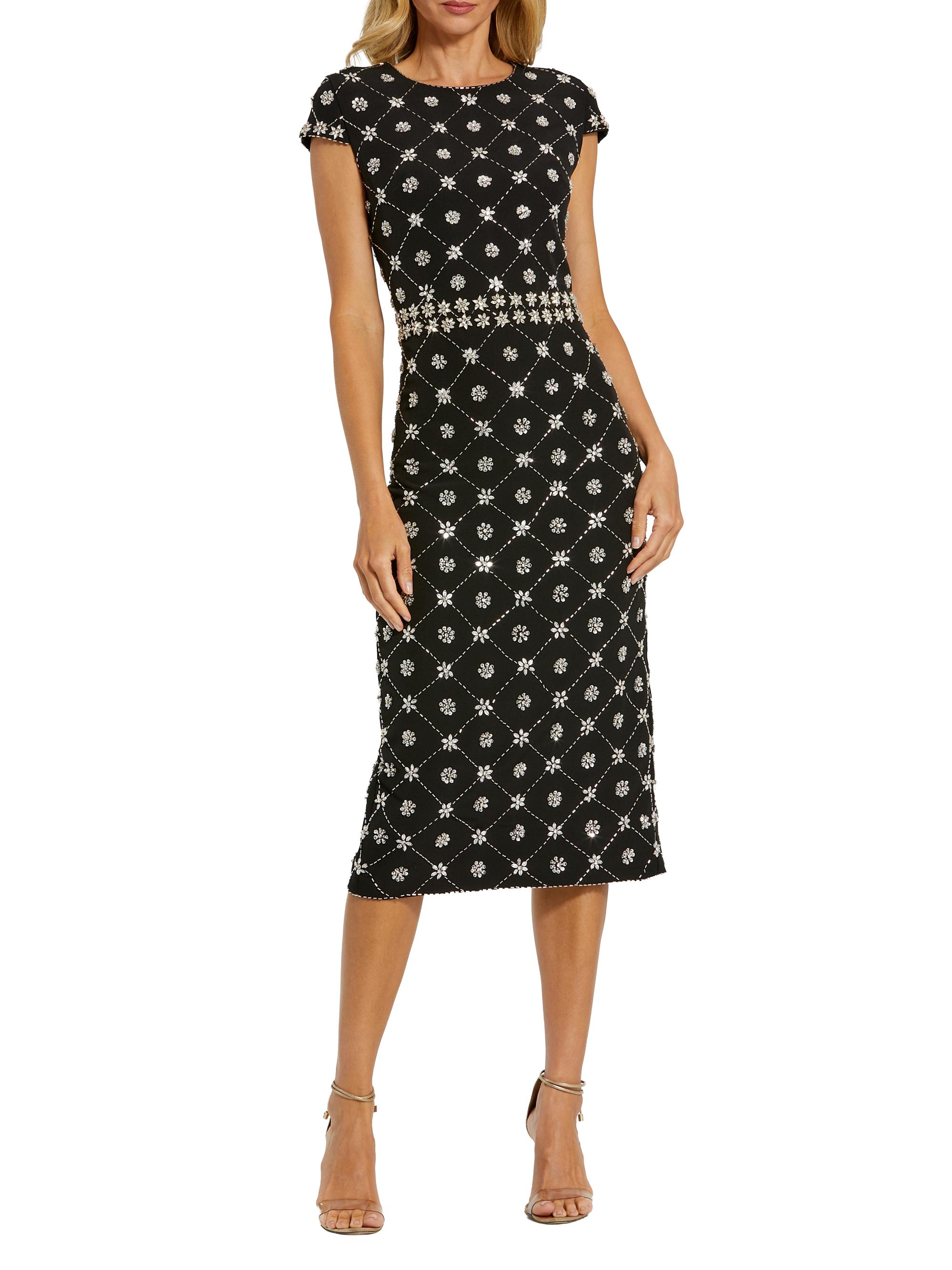 Mac Duggal Women's Hand-Embellished Cap-Sleeve Midi-Dress - Black