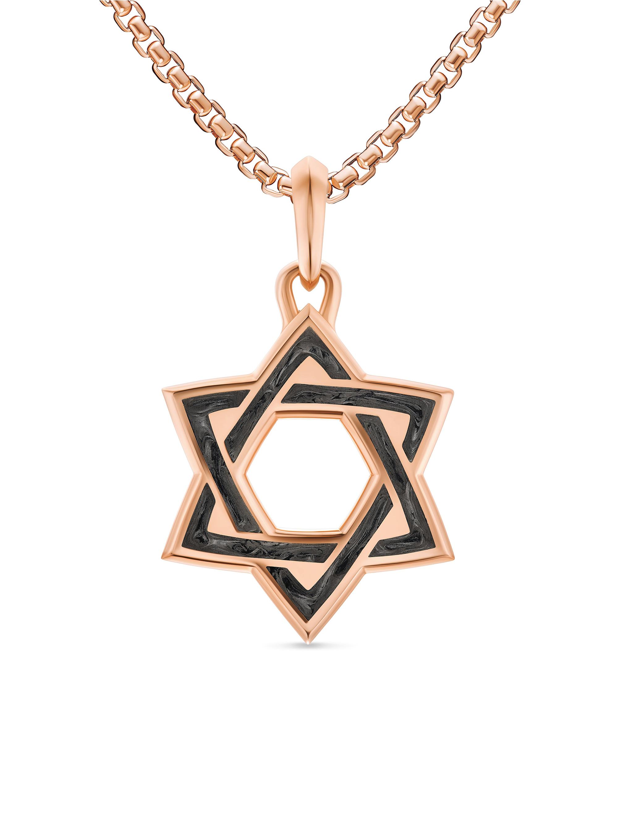 David Yurman Men's Star of David Amulet in 18K Rose Gold with Forged Carbon, 25MM - Forged Carbon
