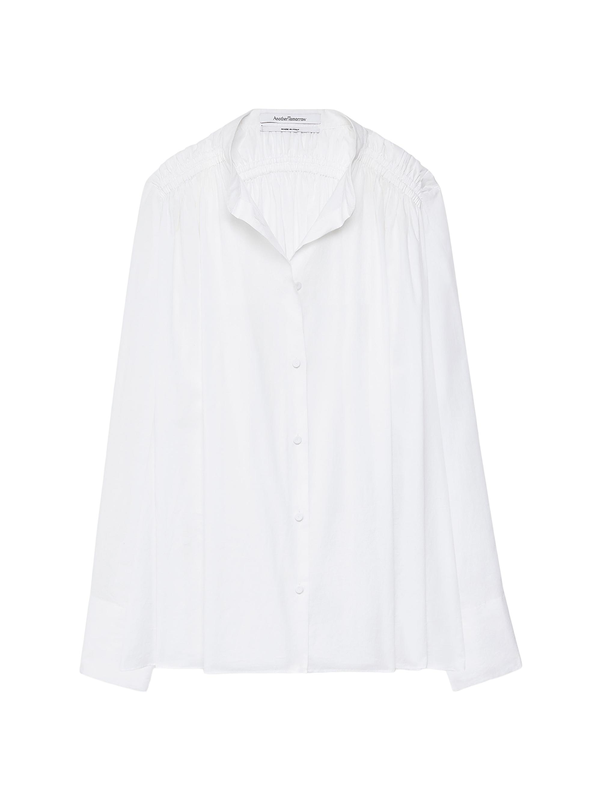 Another Tomorrow Women's Gathered Voile Blouse - Off White
