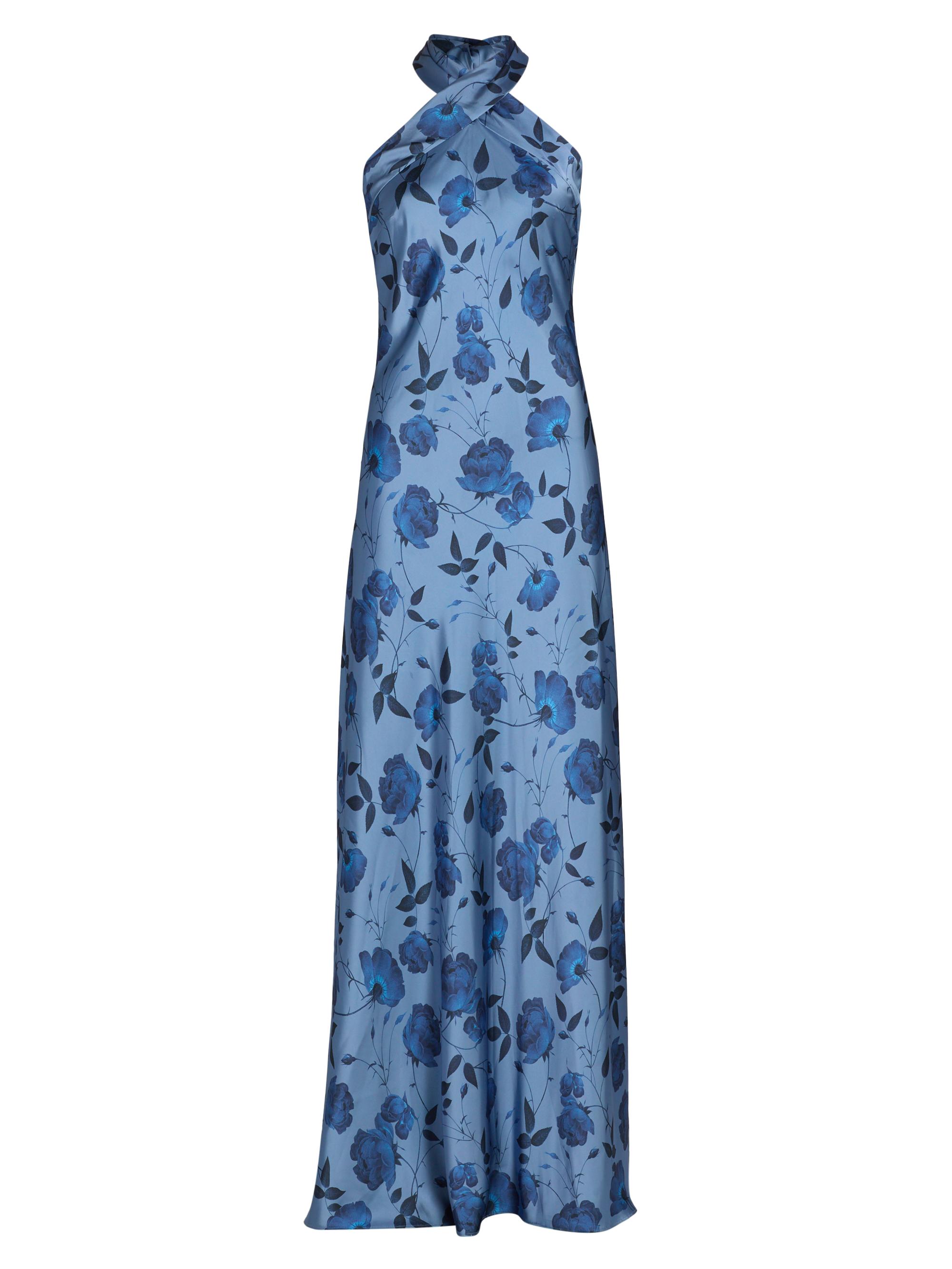 Sachin & Babi Women's Laurant Floral Satin Halter Gown - Wild Steel Roses
