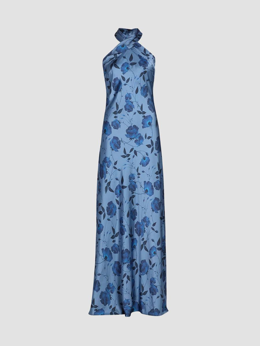 Sachin & Babi Women's Laurant Floral Satin Halter Gown In Blue