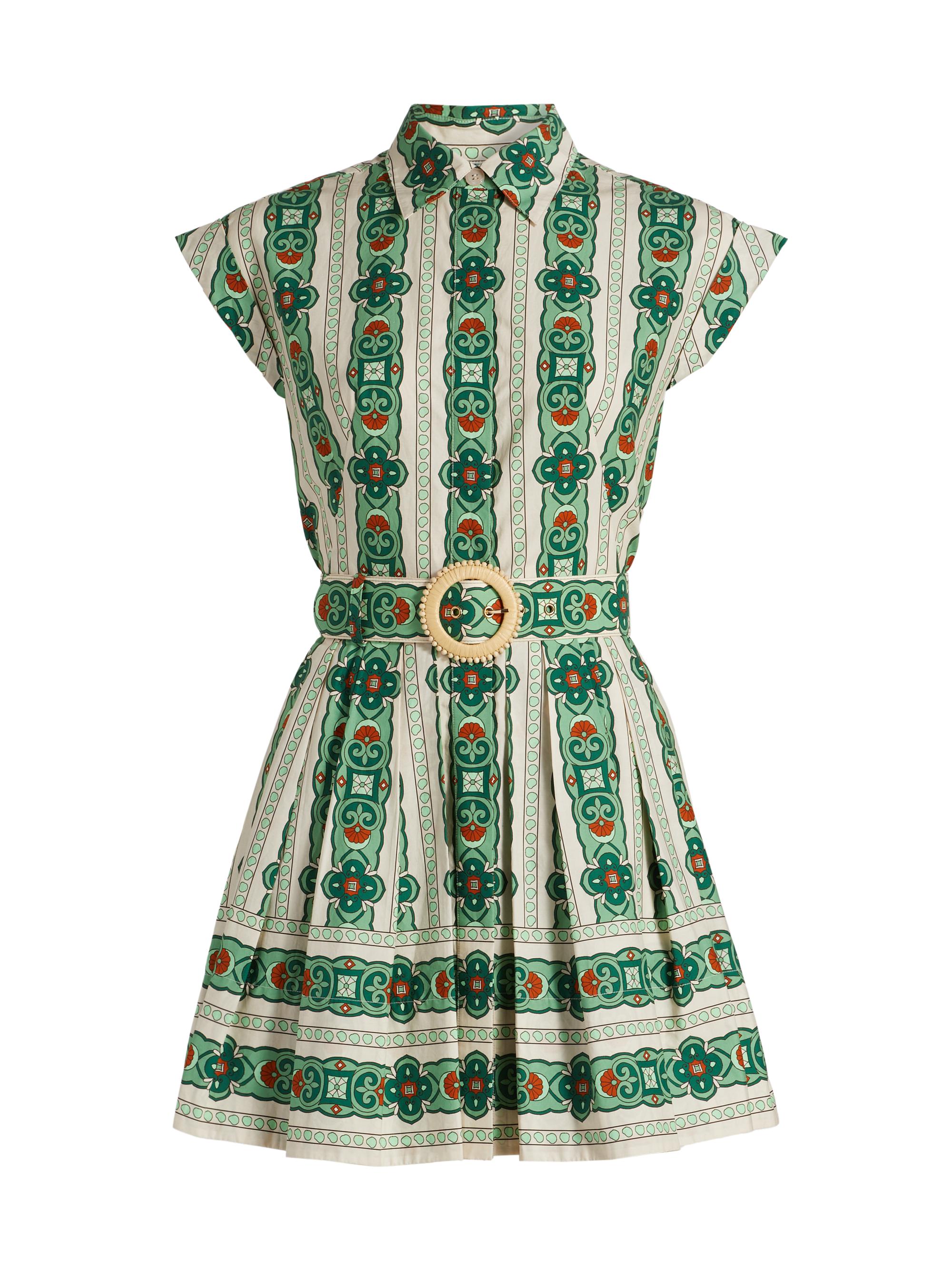 Cara Cara Women's Octavia Floral Belted Minidress - Bria Stripe Green