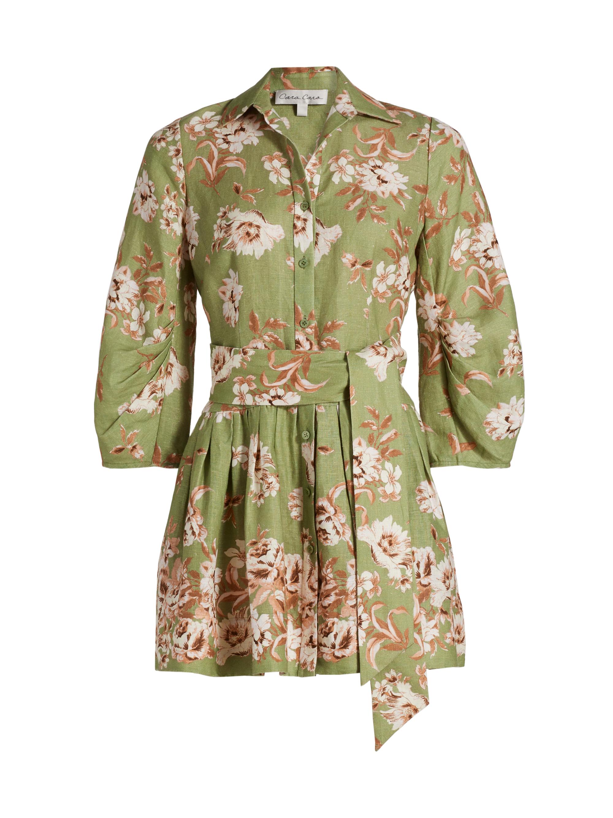 Cara Cara Raya Floral Belted Mini Shirtdress Saks Fifth Avenue