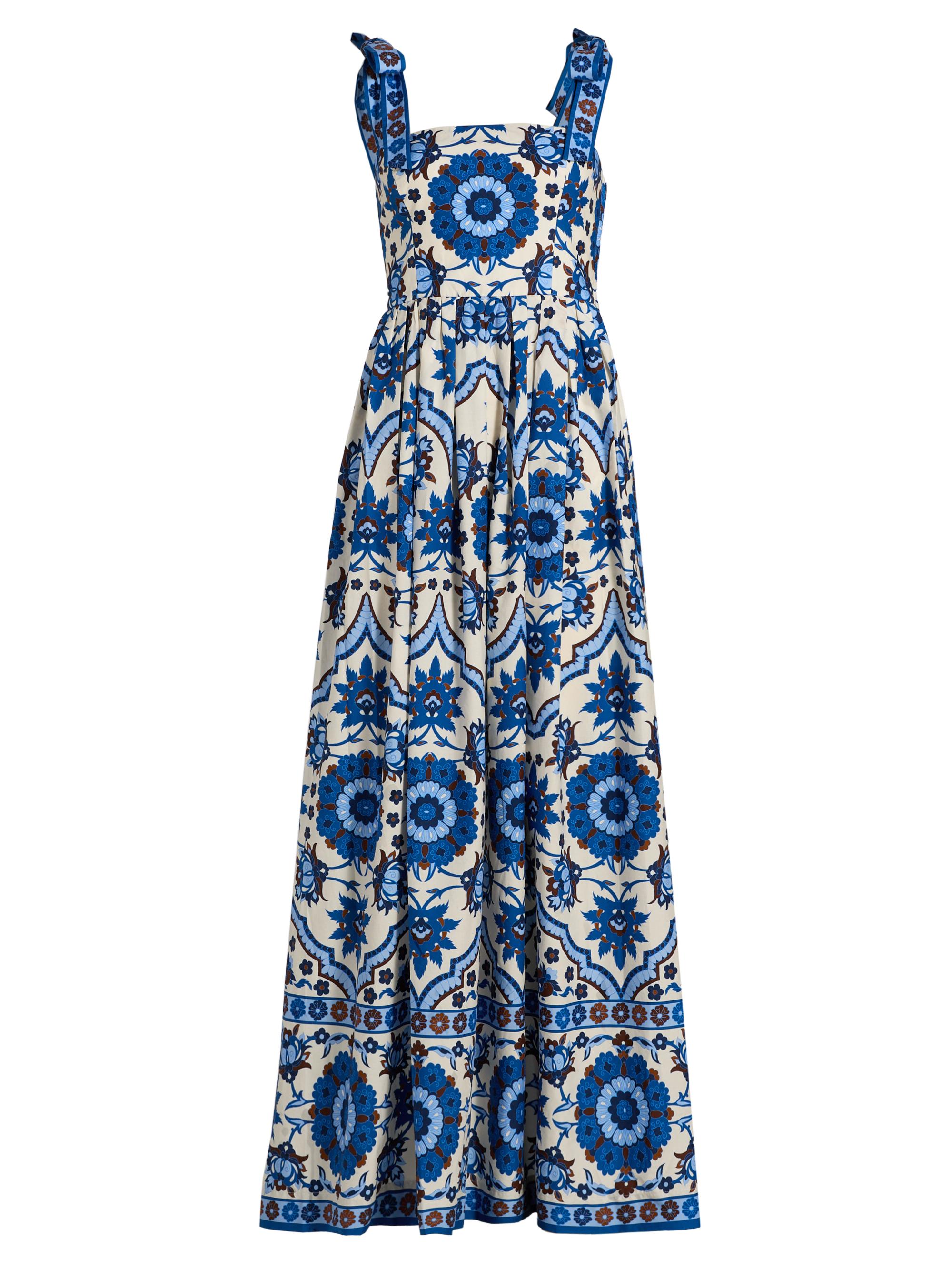 Cara Cara Women's Tula Floral Cotton Poplin Maxi Dress - Mystic Blue