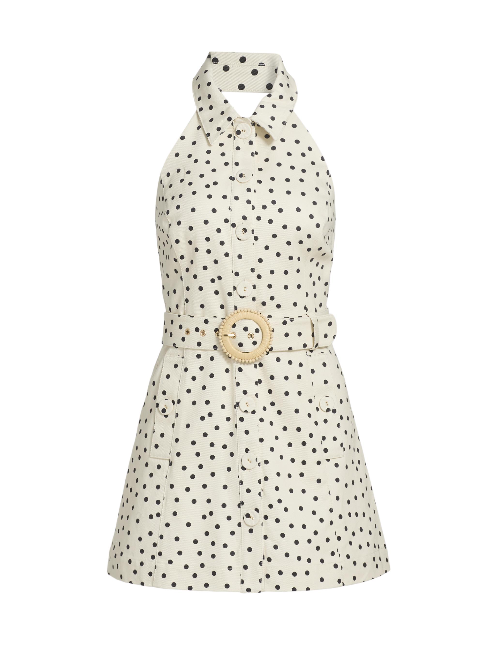 Cara Cara Women's Parker Polka Dot Halter Minidress - Burst Egret