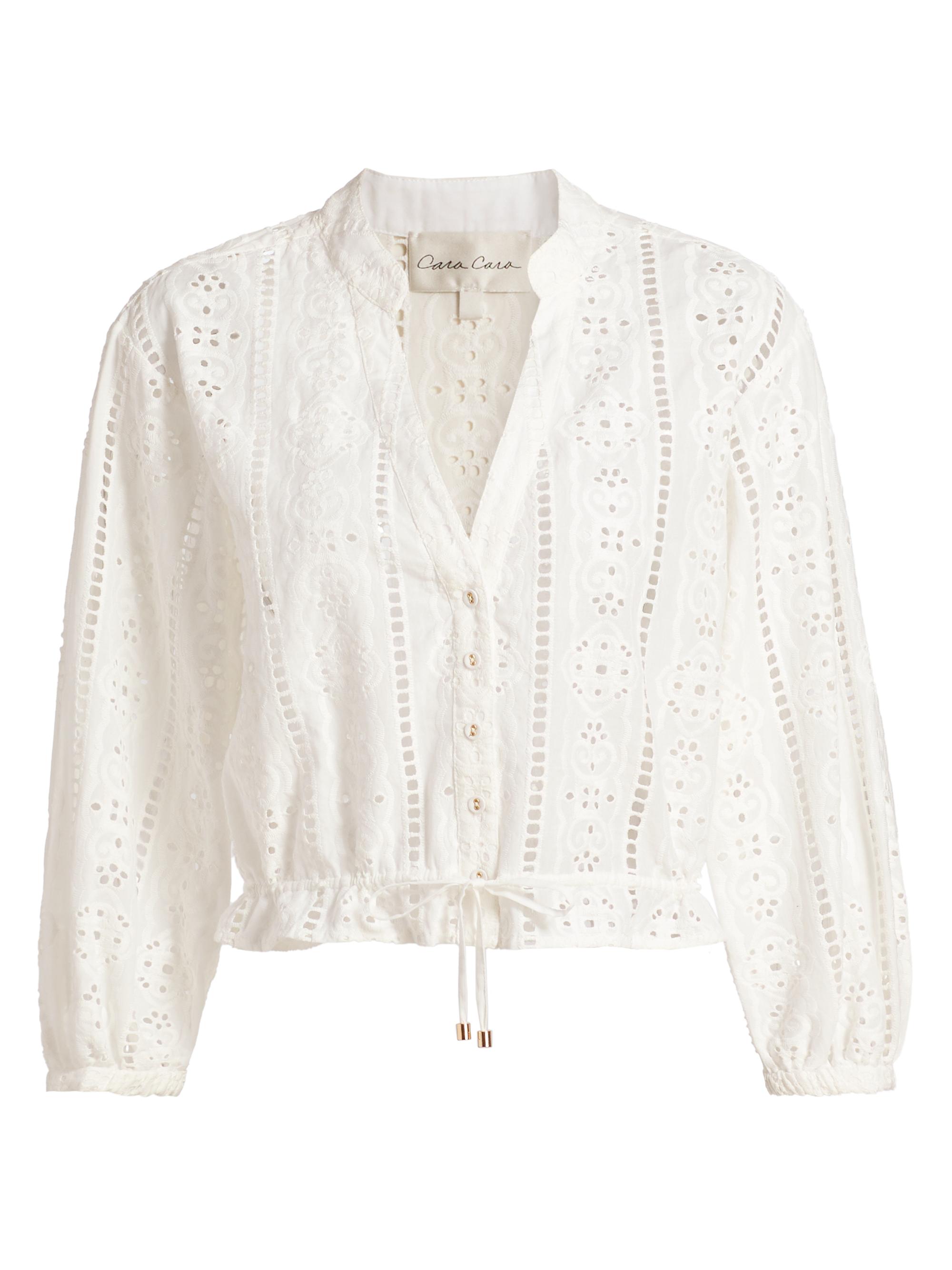 Cara Cara Women's Perrin Eyelet Drawstring Top - Bria Eyelet