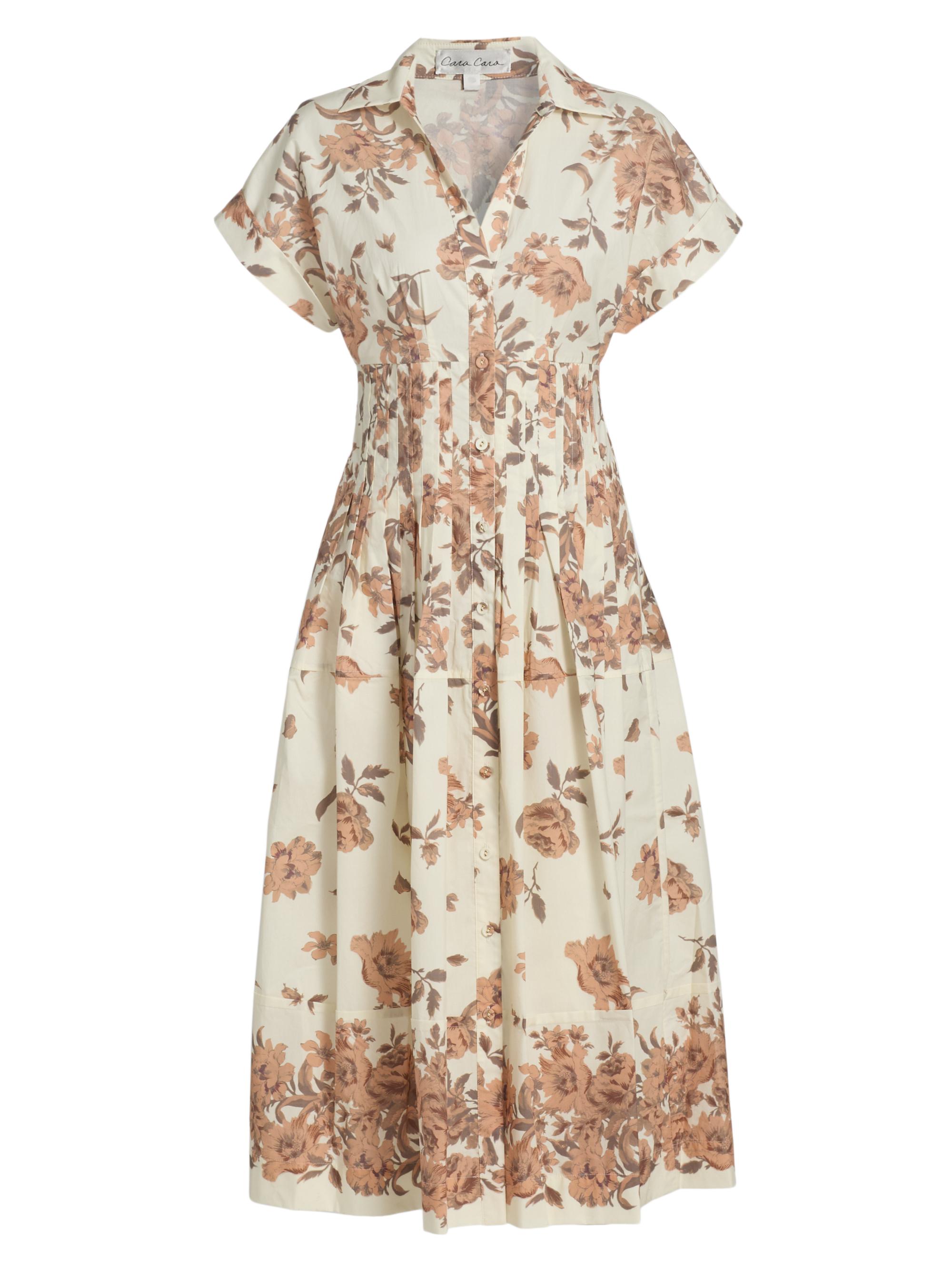 Cara Cara Women's Nash Floral Cotton Poplin Midi-Shirtdress - Farfella Border Egret