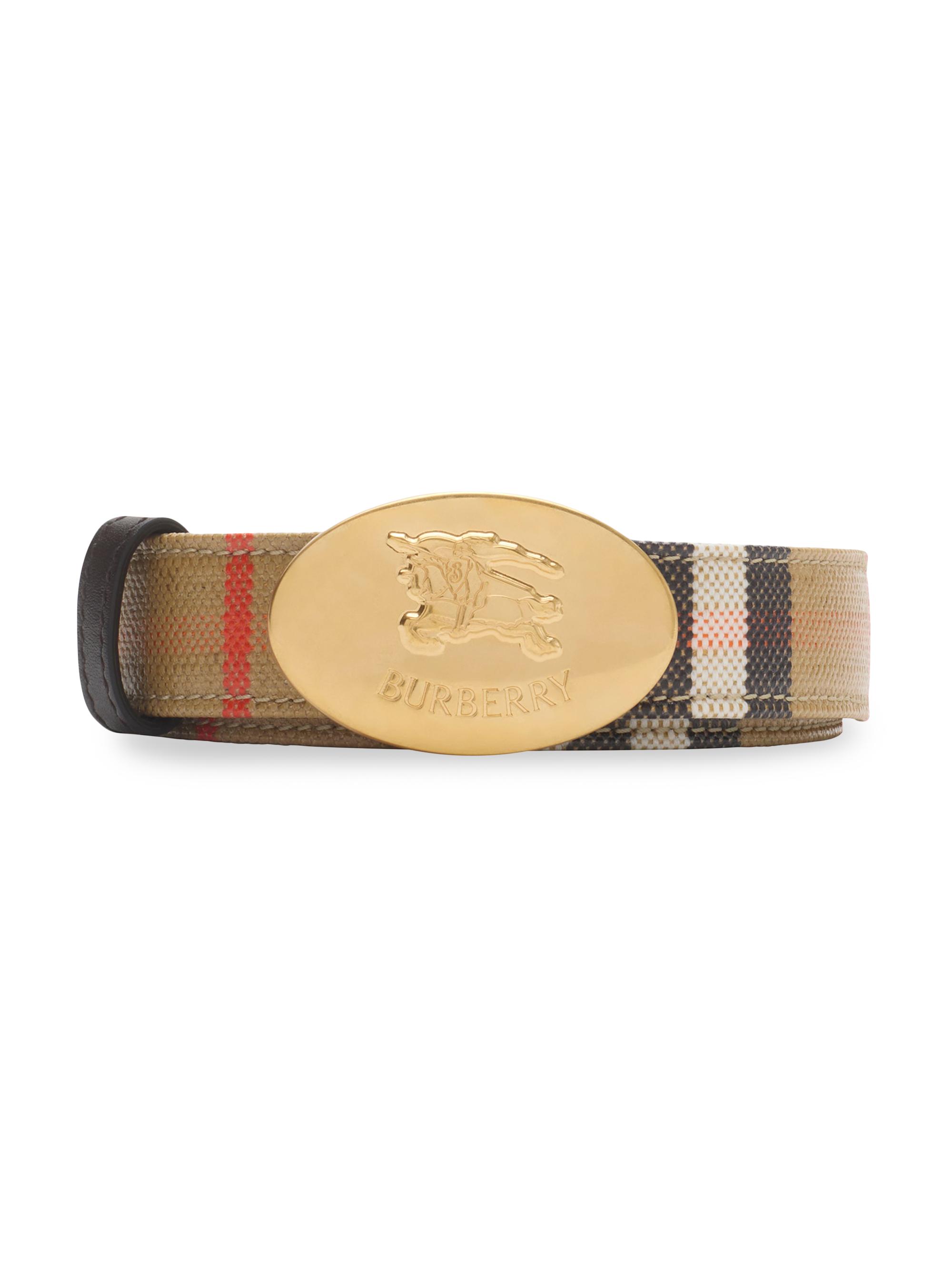 Burberry Women's Logo Check Belt - Sand Peat Gold