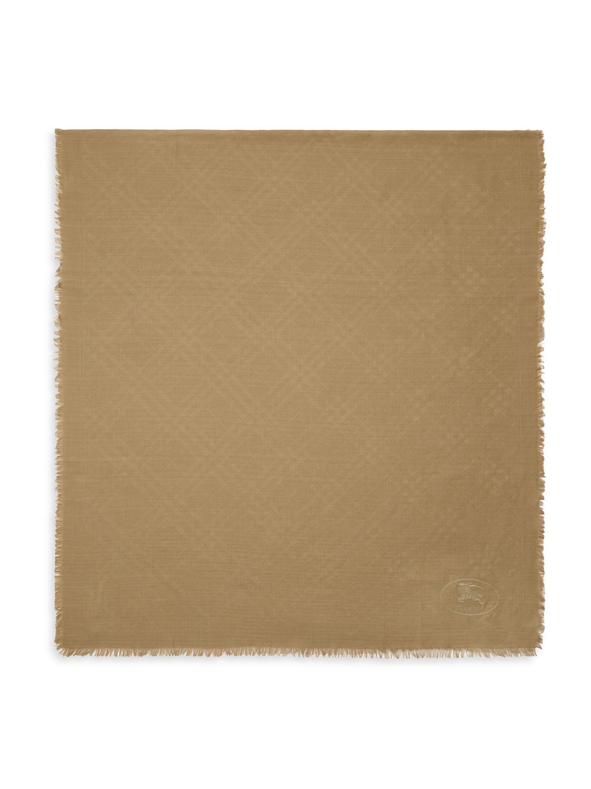 Burberry Women's Fringed Check Wool Scarf - Sand