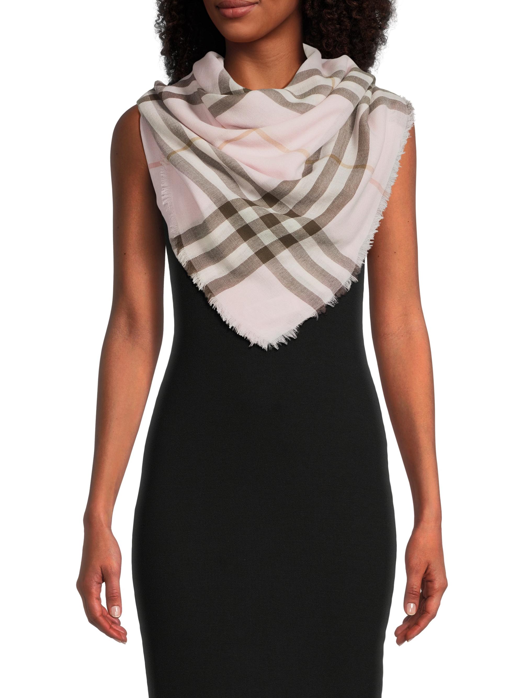 Burberry Women's Check Wool Scarf - Bow Pink