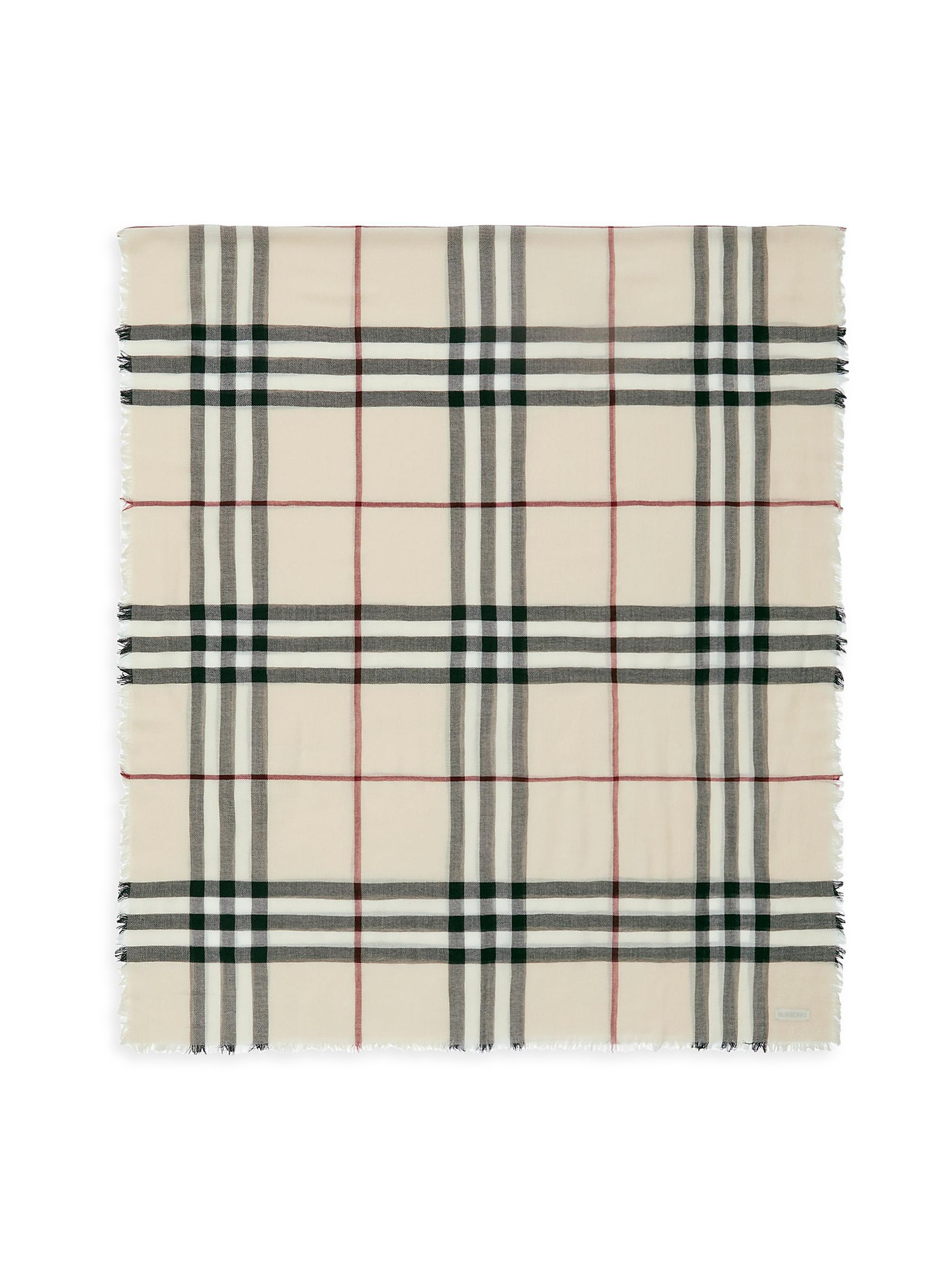 Burberry Women's Check Wool Scarf - Stone