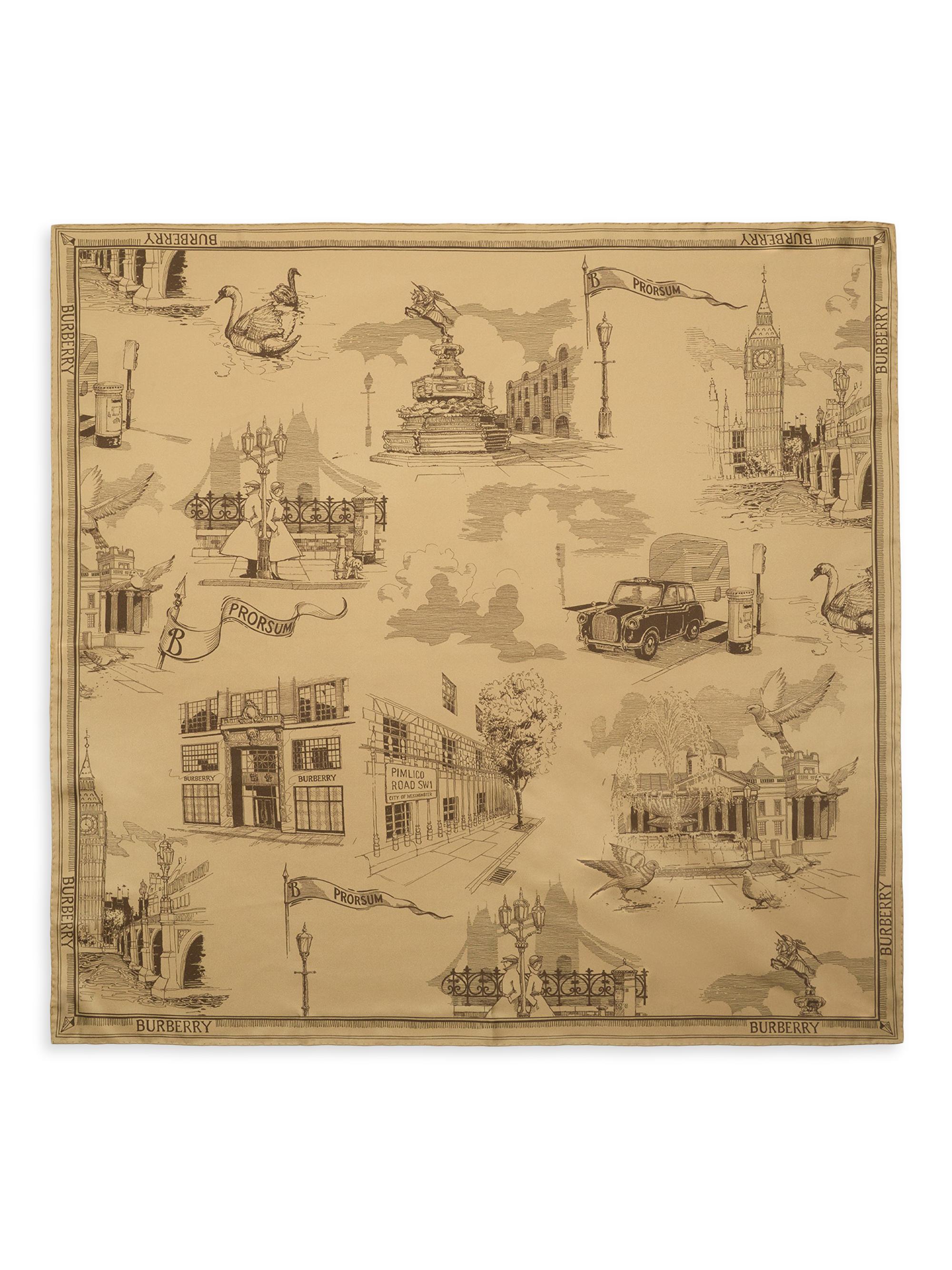 Burberry Women's London Landmarks Silk Scarf - Sand