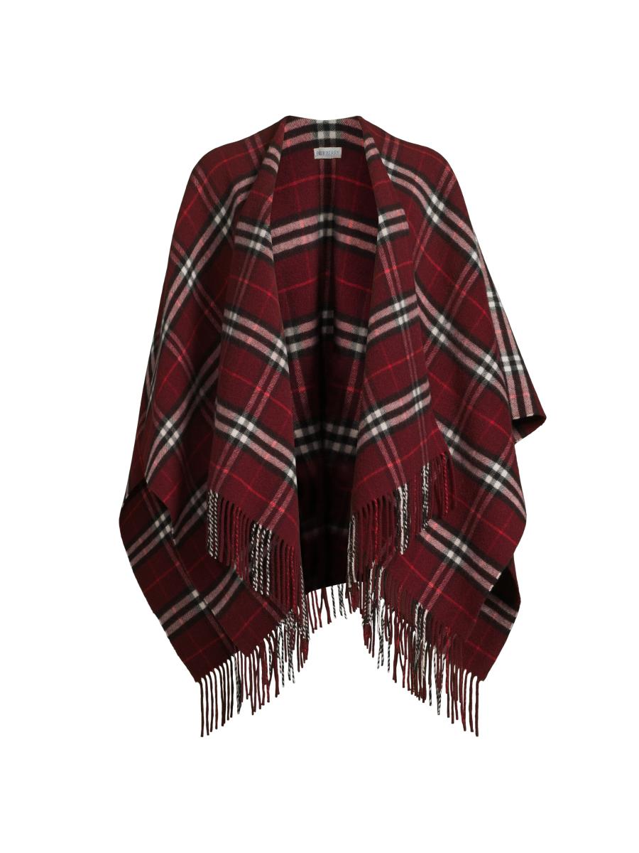 Burberry Women's Charlotte Check Wool-cashmere Cape In Burgundy