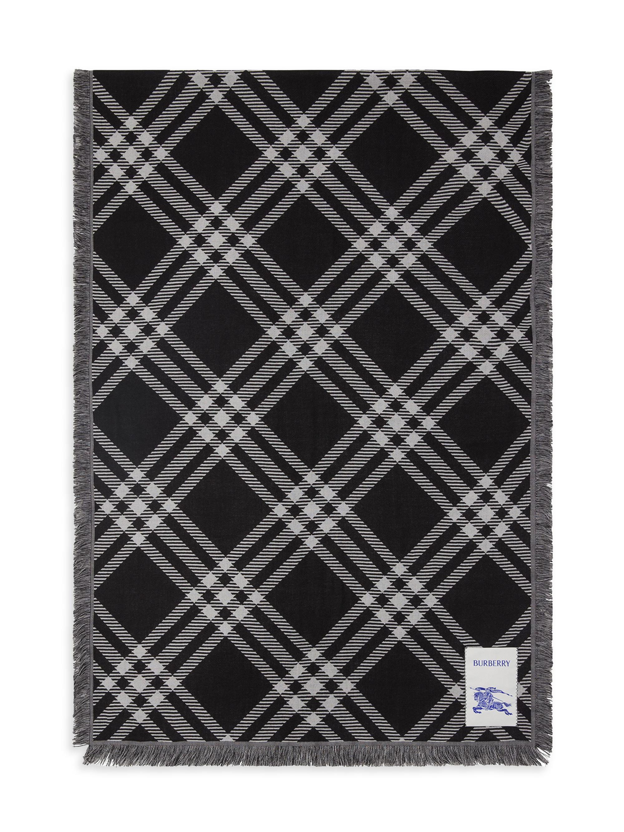 Burberry Women's Wide Check Wool Scarf - Black Calico