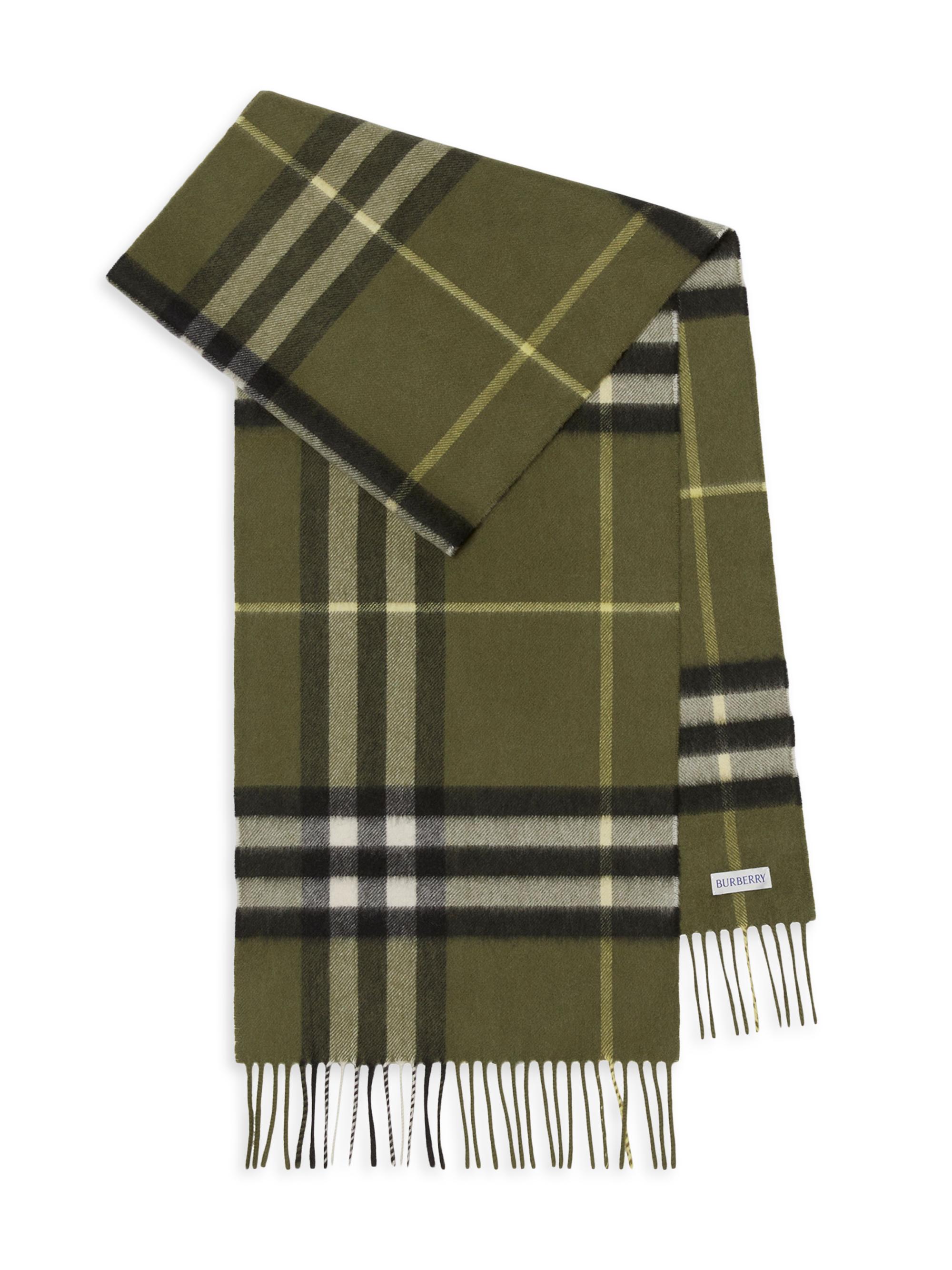 Burberry Women's Check Cashmere Scarf - Pea