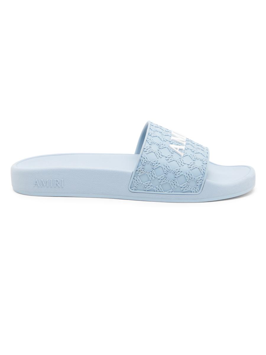 Amiri Men's Ma Quad Logo Slide Sandals In Blue