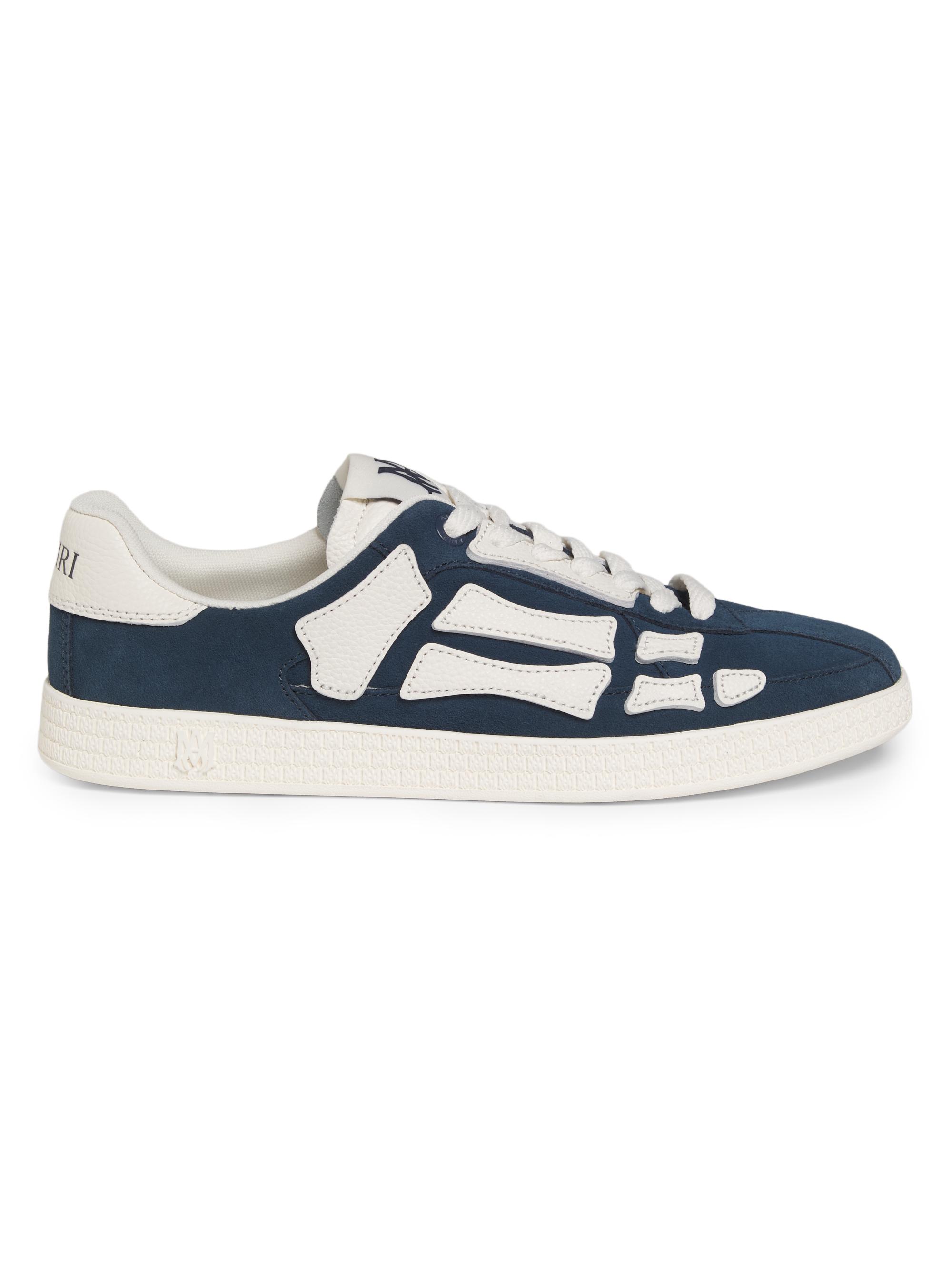 Amiri Men's Pacific Bones Suede & Leather Low-Top Sneakers - Midnight Blue
