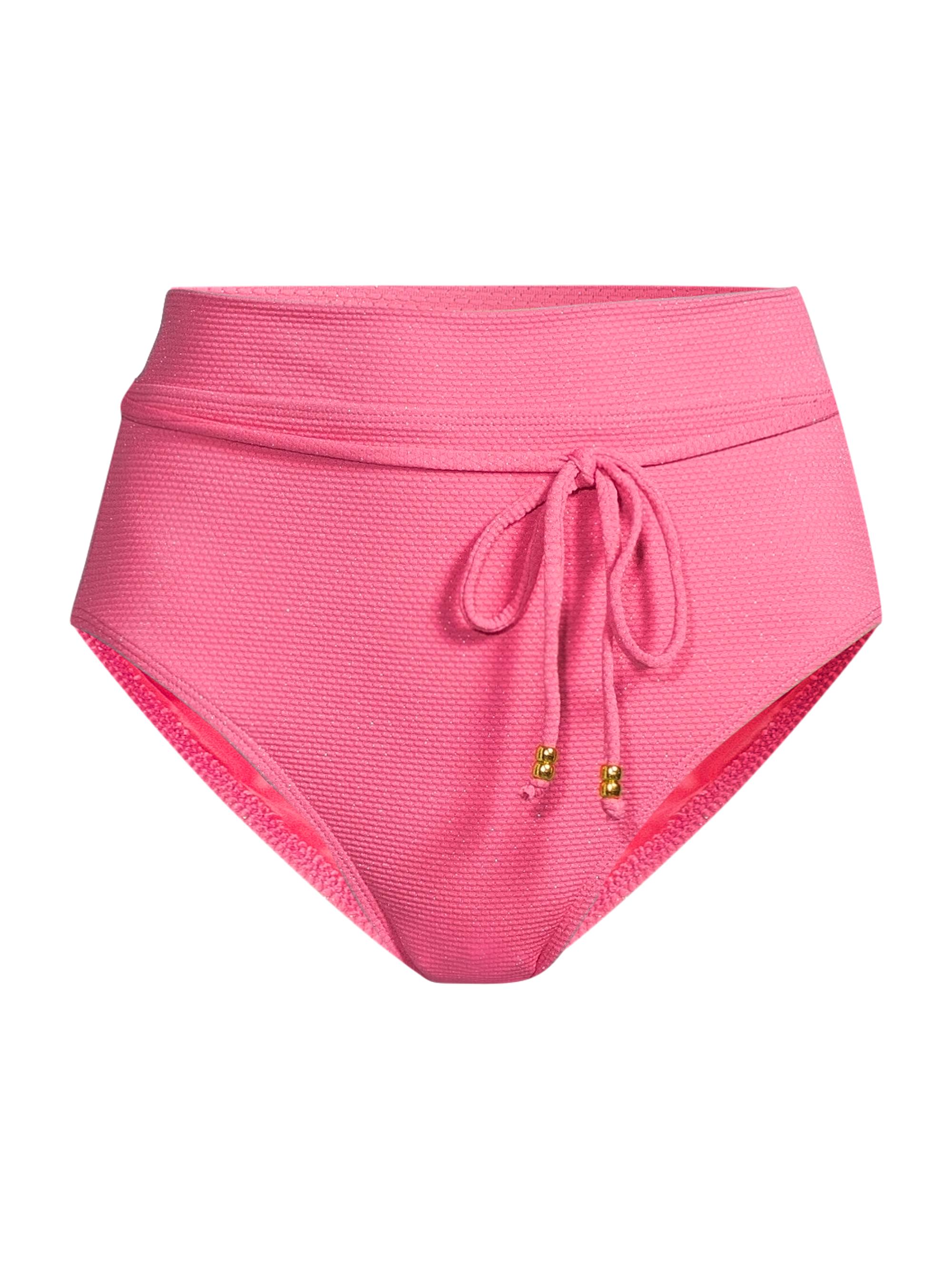 Change of Scenery Women's Belted Metallic High-Waisted Bikini Bottom - Hibiscus Metallic