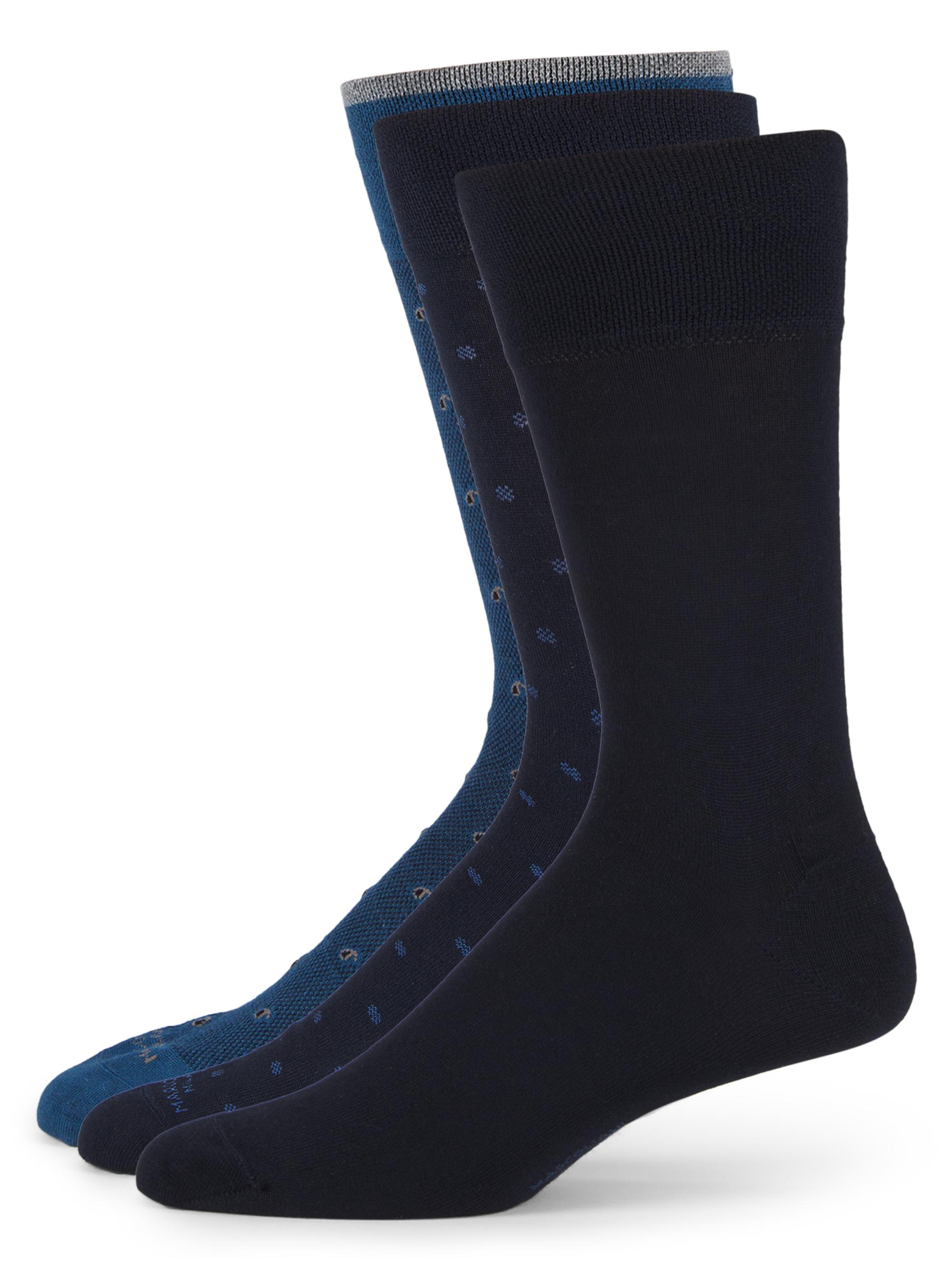 Marcoliani Men's 3-Pack Mousse of Modal Mid-Calf Socks - Blue Mix